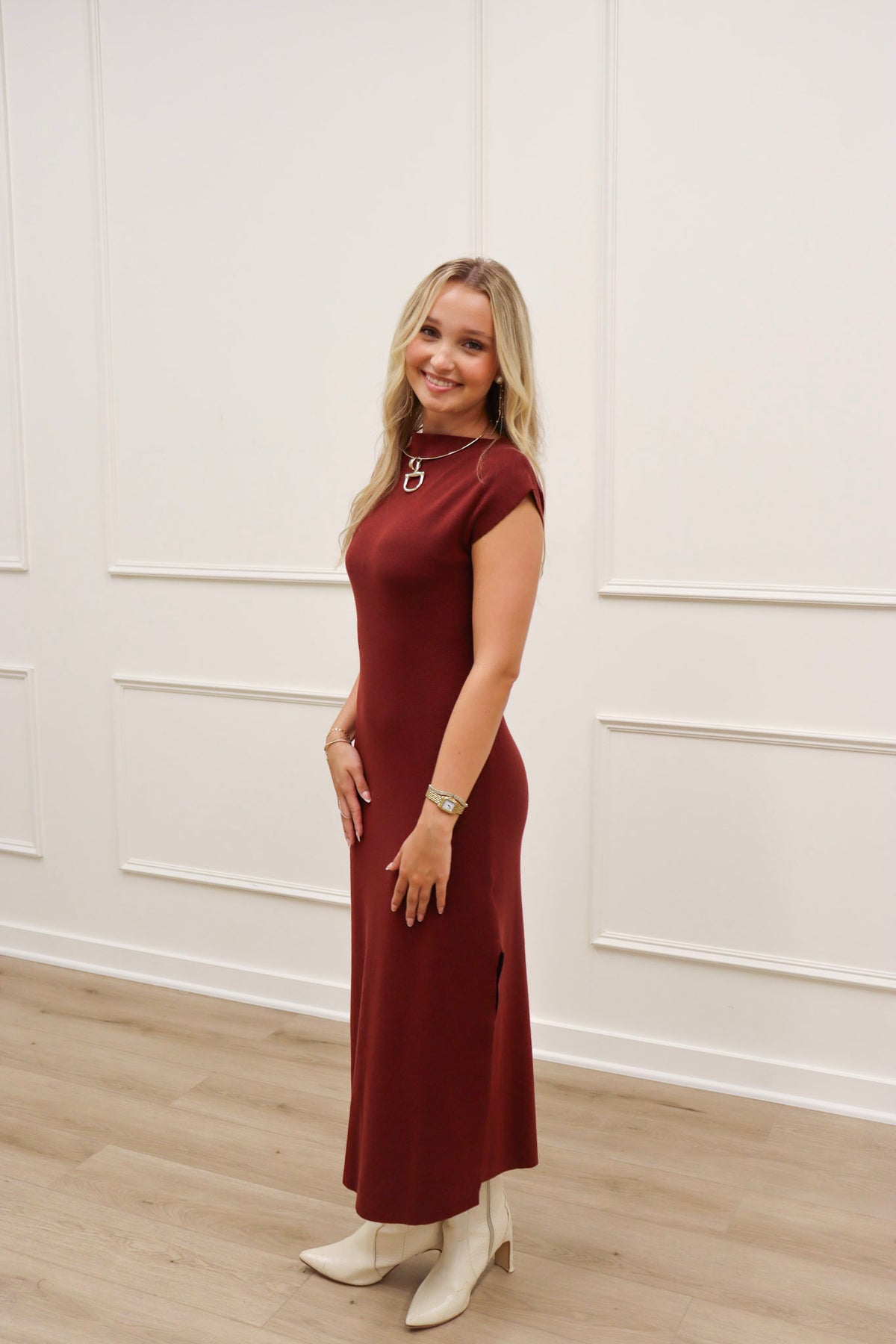 Kitt Maroon Sweater Dress