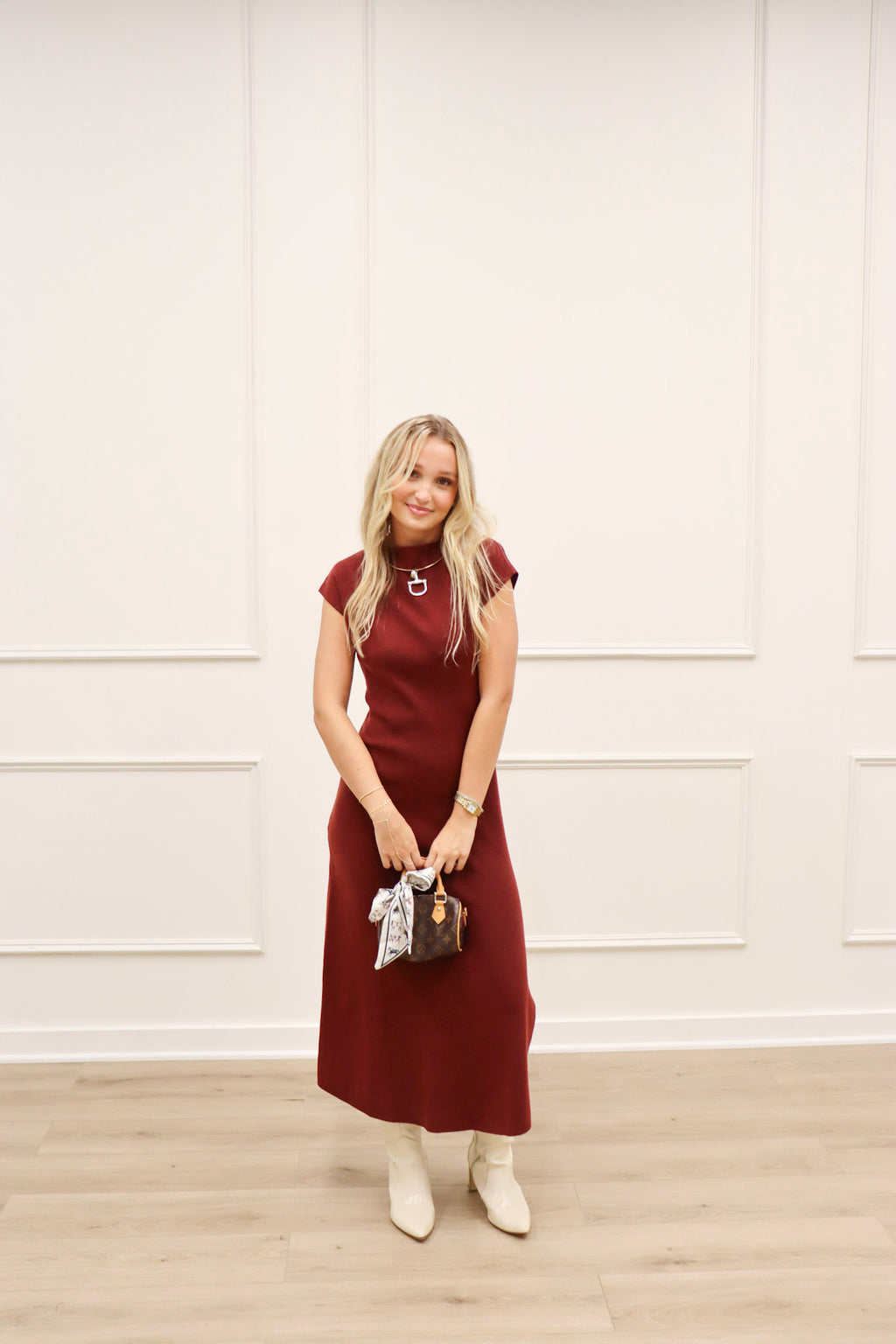 Kitt Maroon Sweater Dress