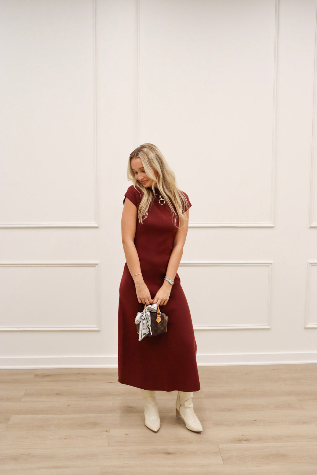 Kitt Maroon Sweater Dress
