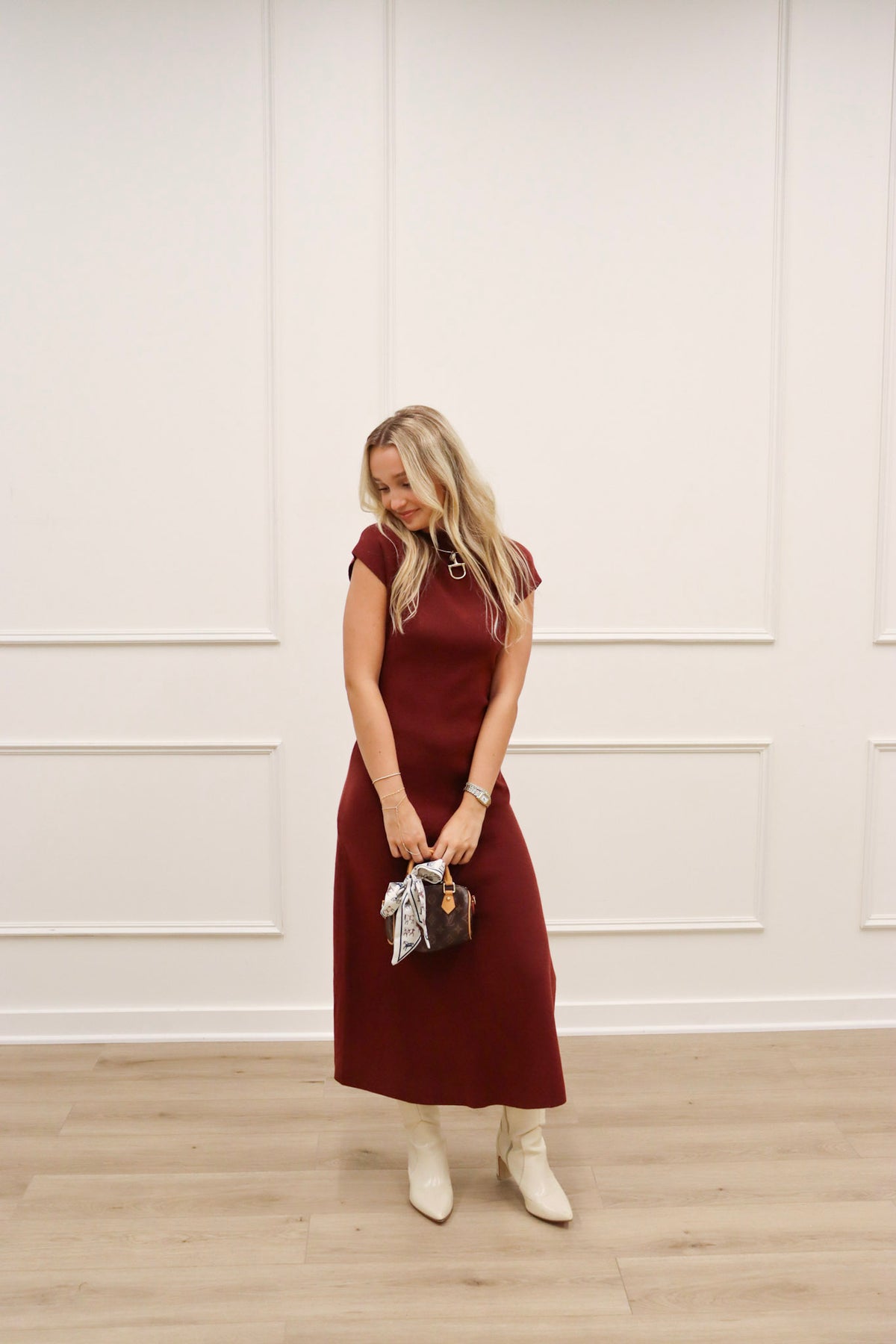 Kitt Maroon Sweater Dress