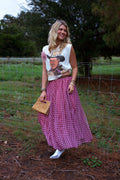 Pink Gingham Tulle Skirt