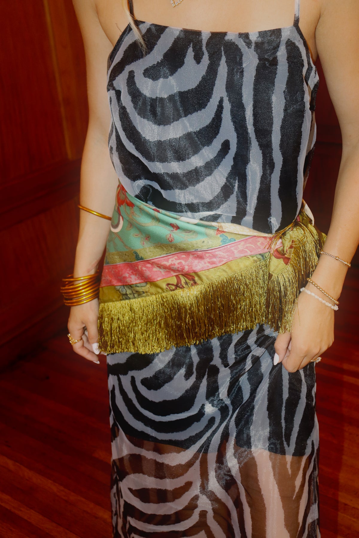 Colette Zebra Overlay Dress