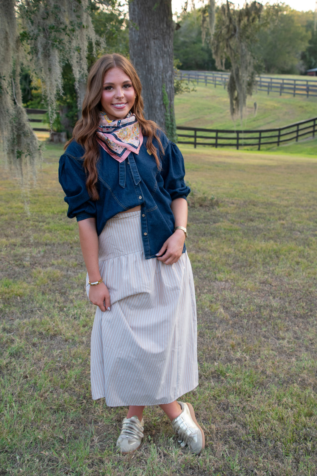 Ryder Cream Striped Maxi Skirt