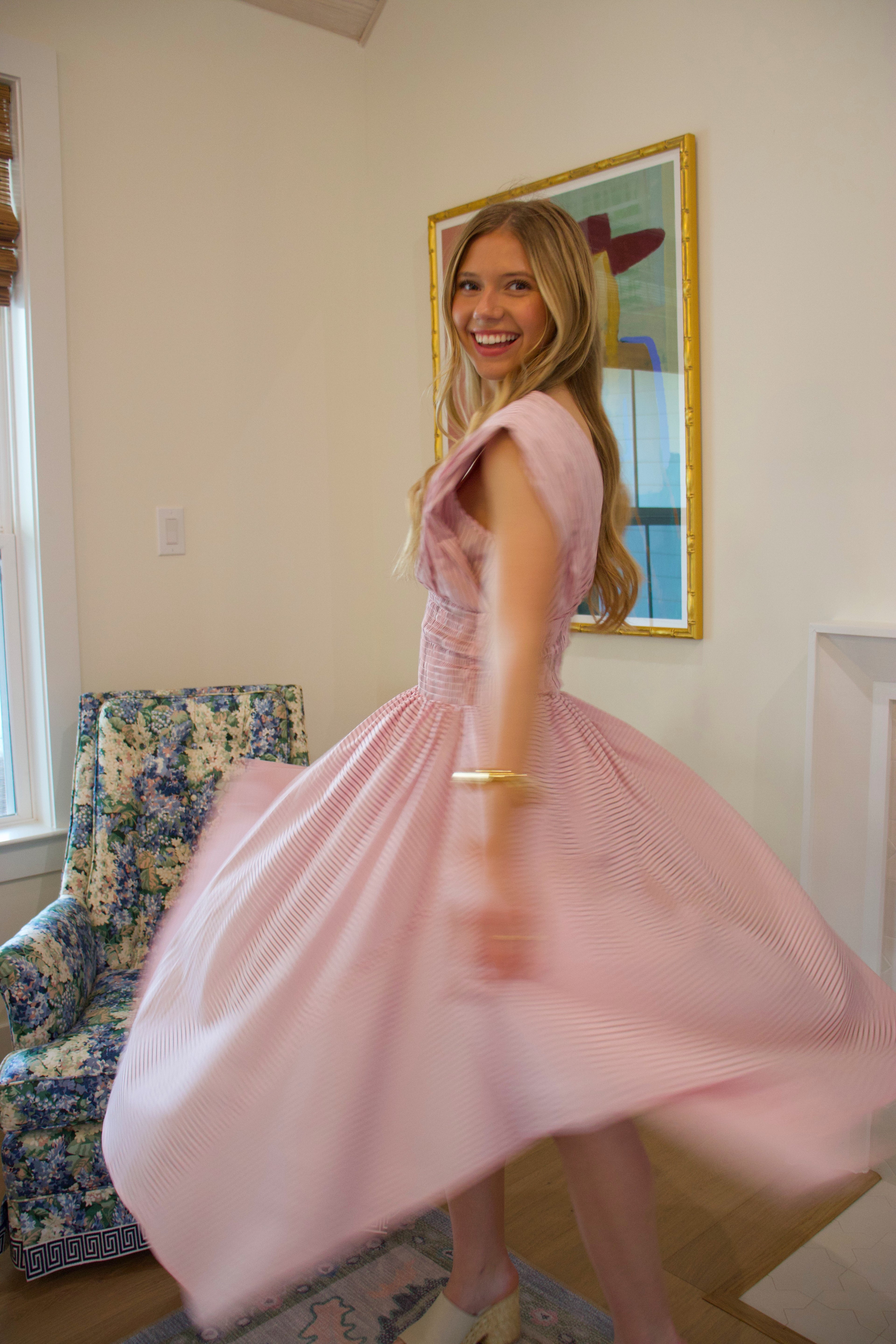 Lucille Pink Midi Dress