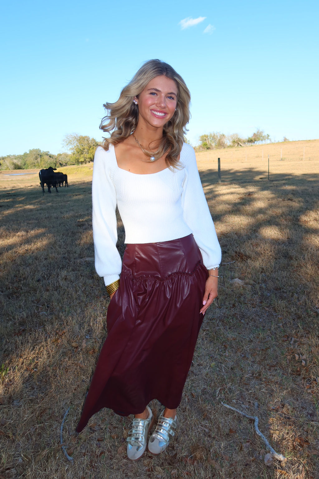 Miley Maroon Pleather Skirt