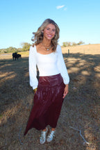 Miley Maroon Pleather Skirt