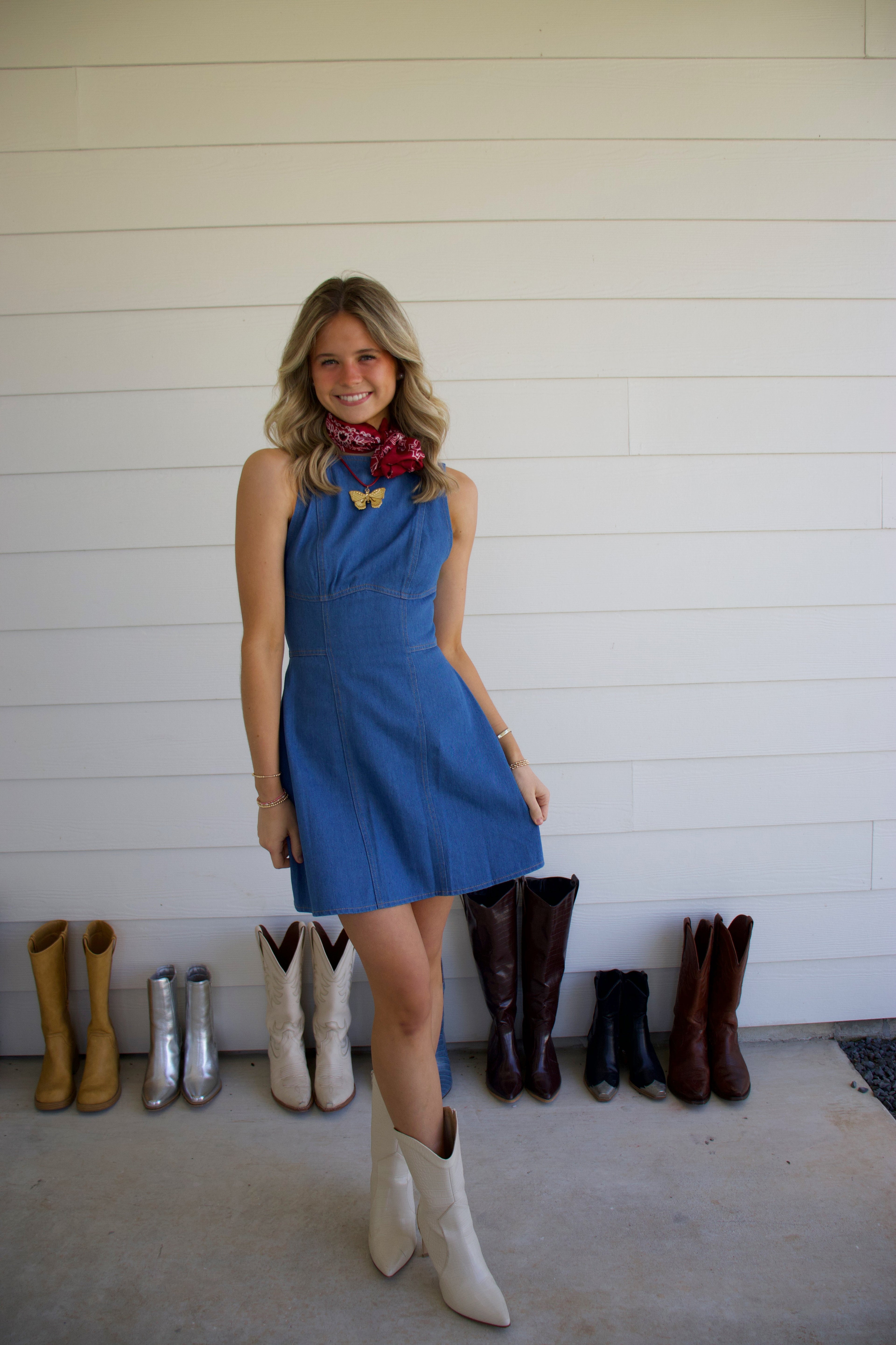 Lee Boat Neck Denim Dress