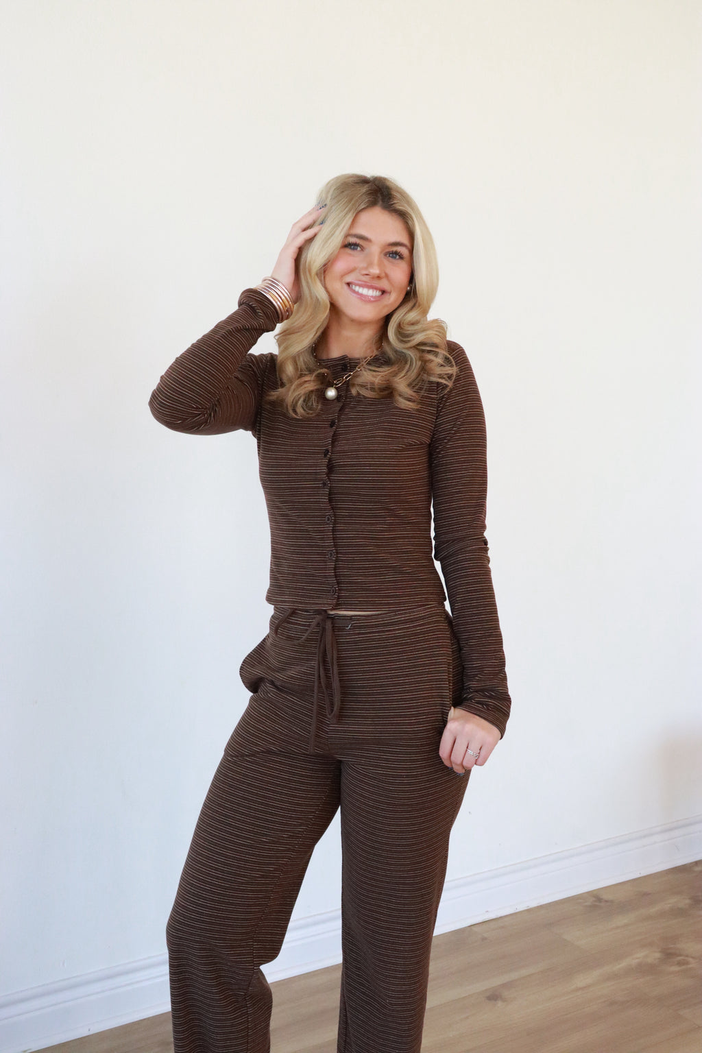 Quincy Brown Stripe Set
