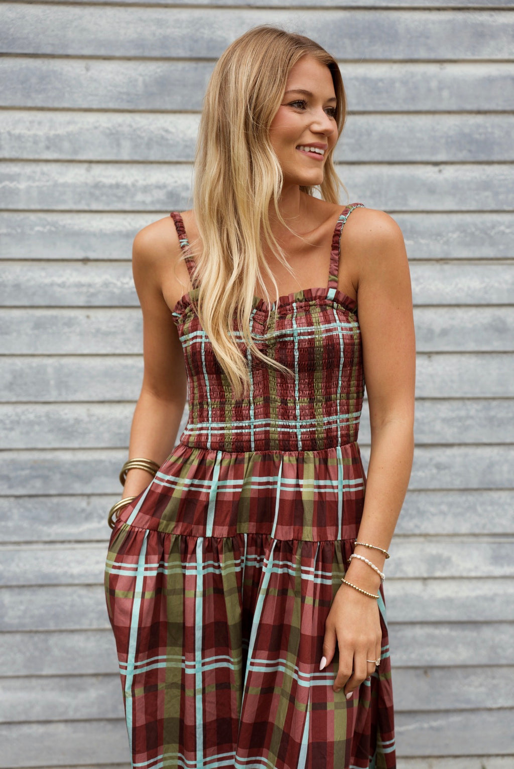 Nora Plaid Maxi Dress