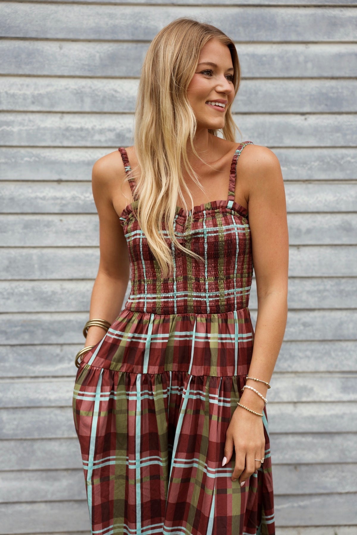 Nora Plaid Maxi Dress