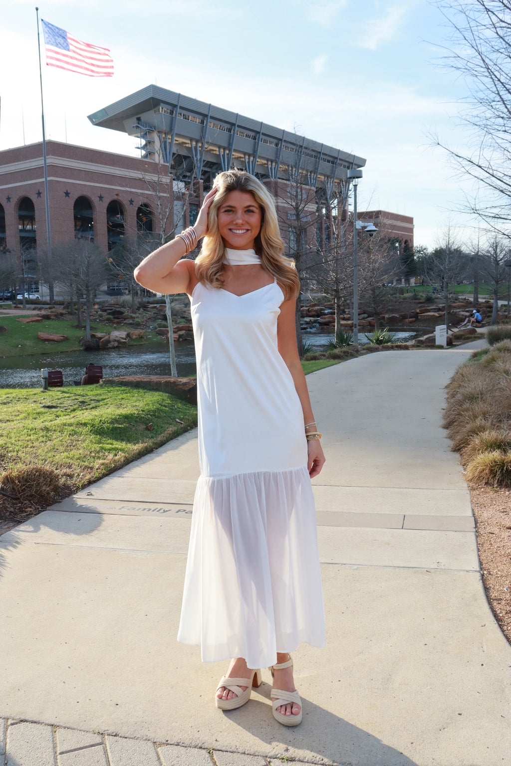 Dalia Maxi Dress with Neck Scarf