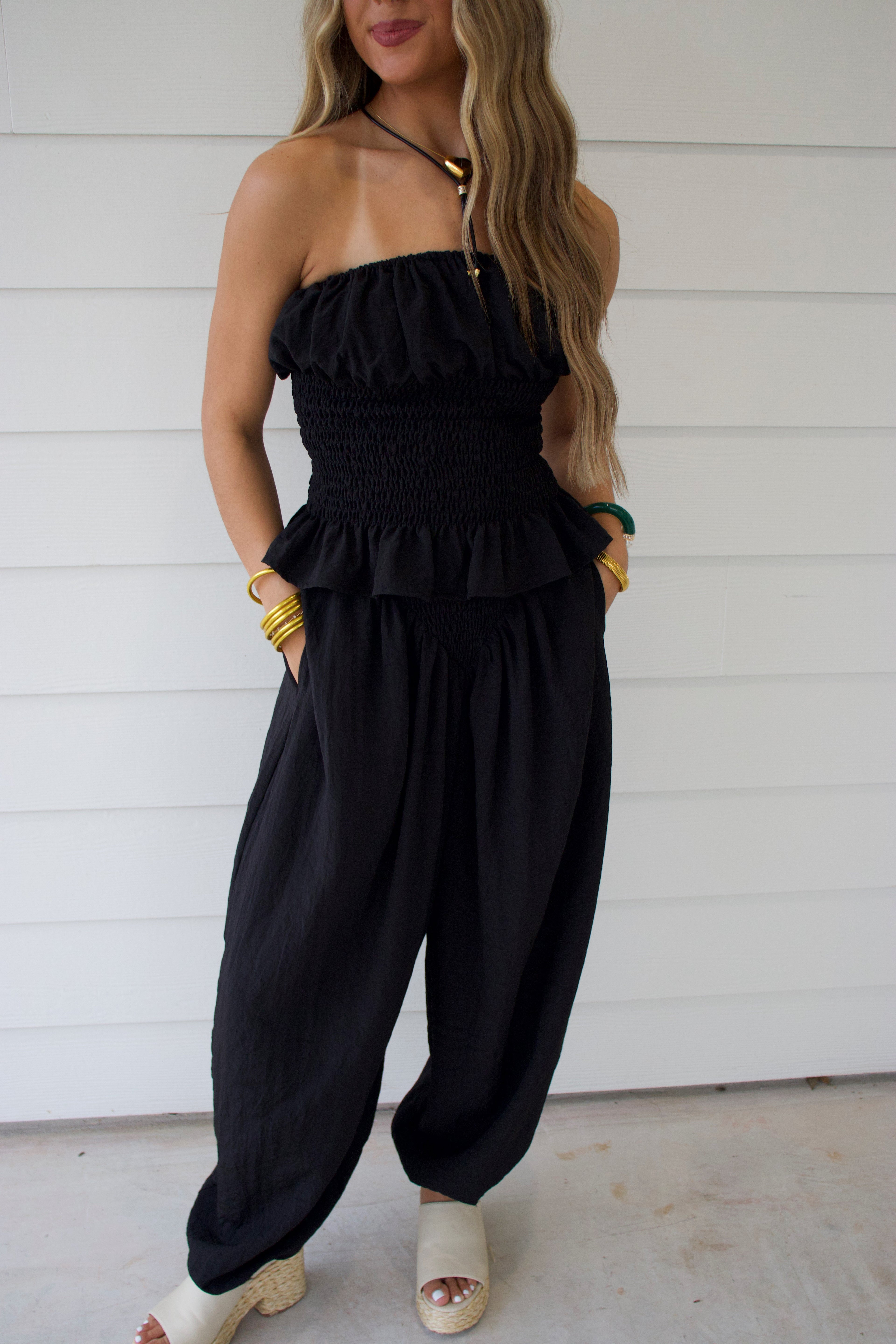 Elsie Black Pants Set