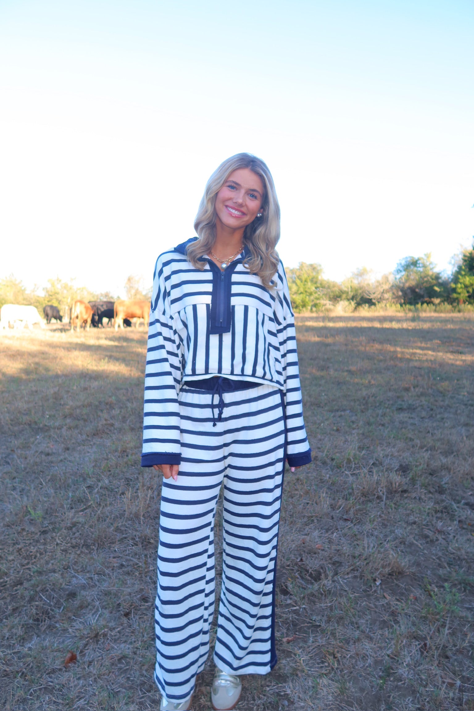 Charlie Navy Striped Sweatpants