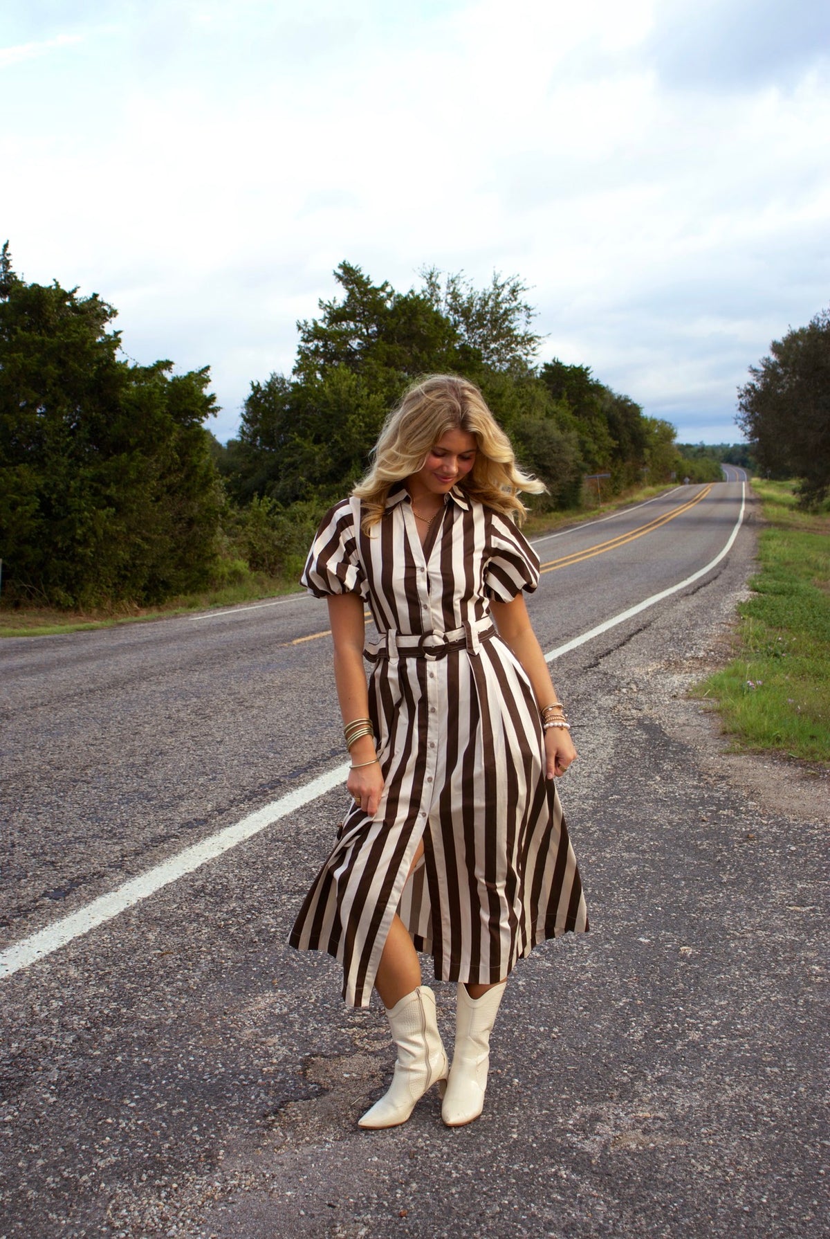 Cosie Brown Striped Maxi Dress