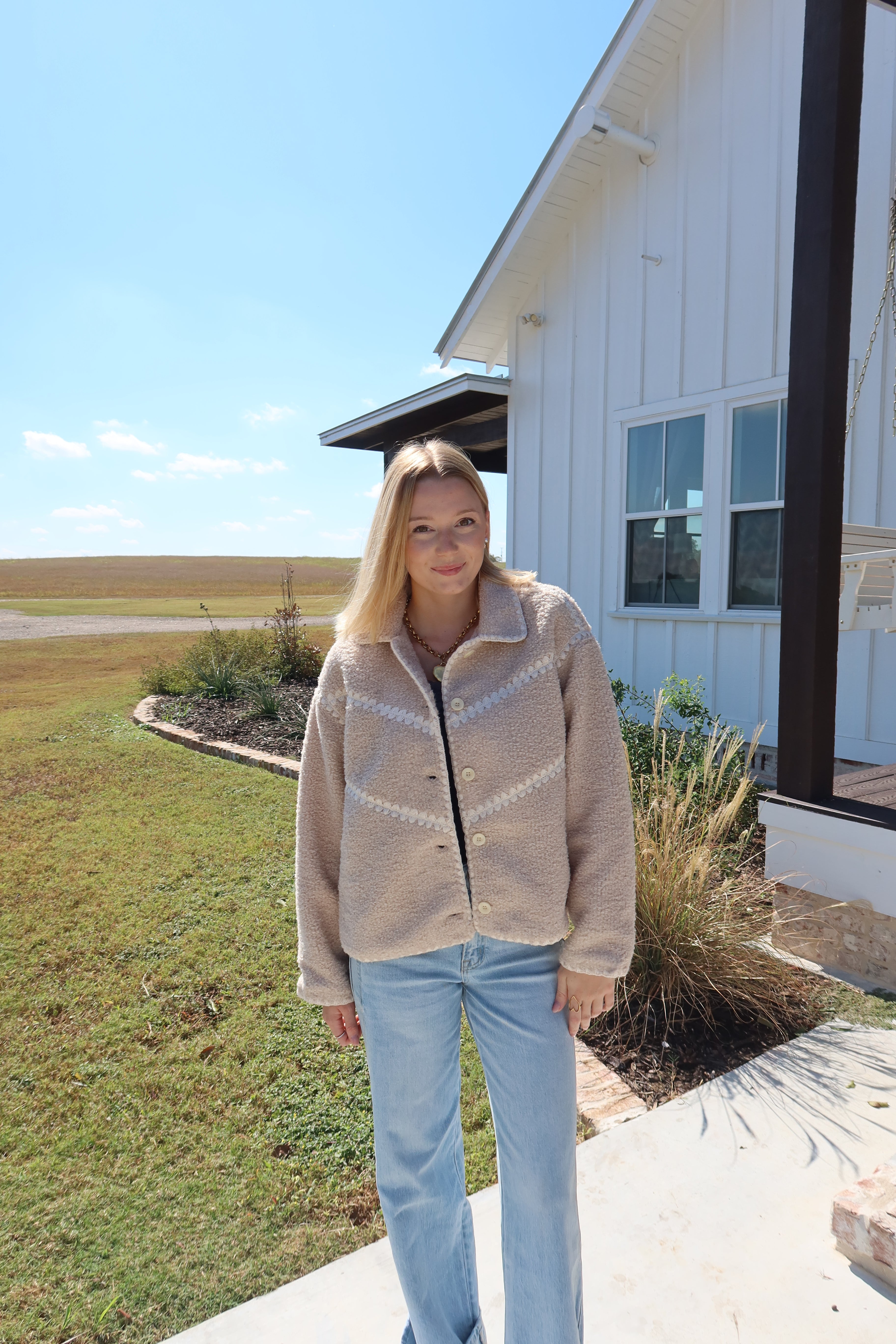 Lyla Cream Stitched Jacket