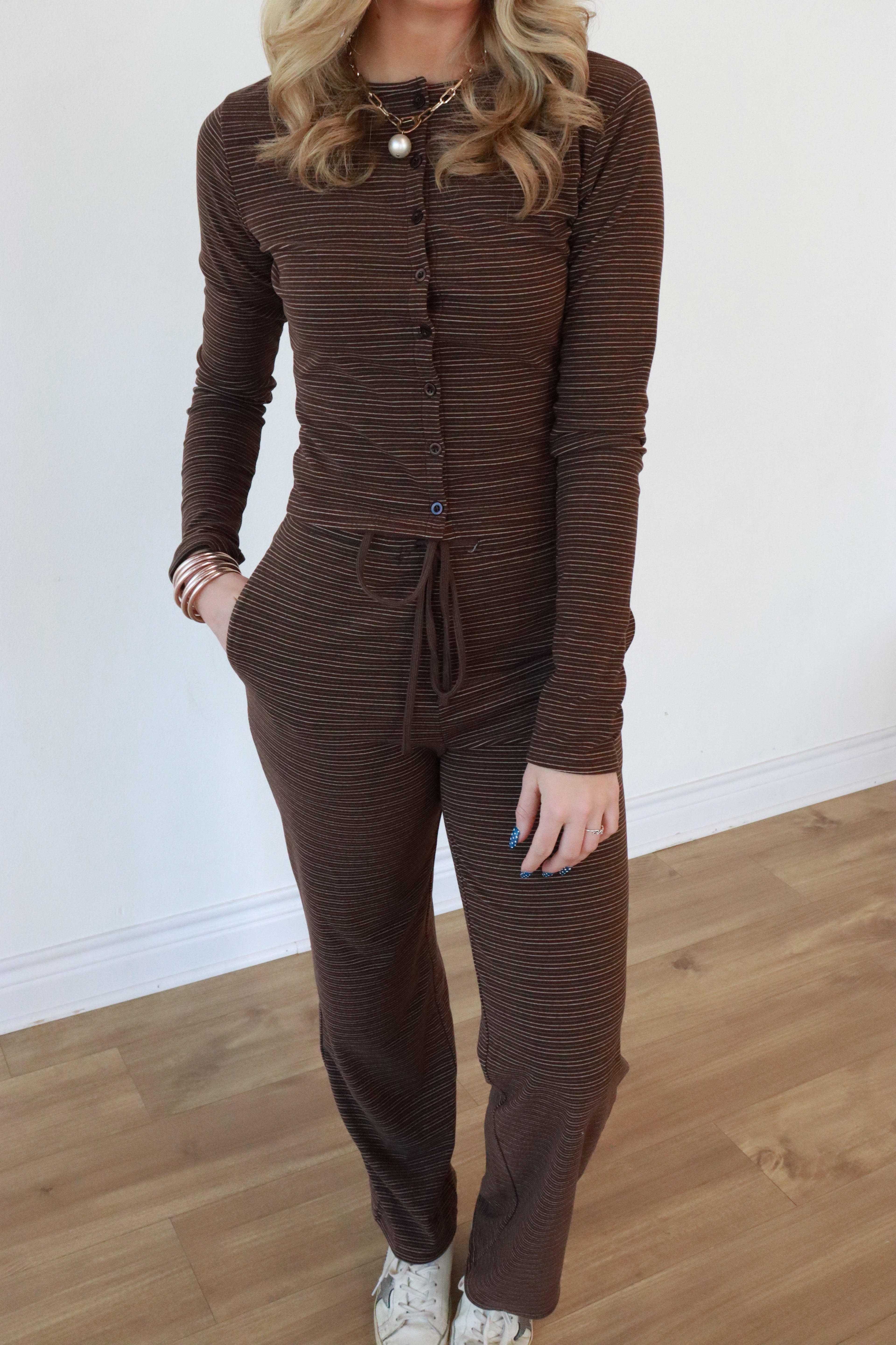Quincy Brown Stripe Set