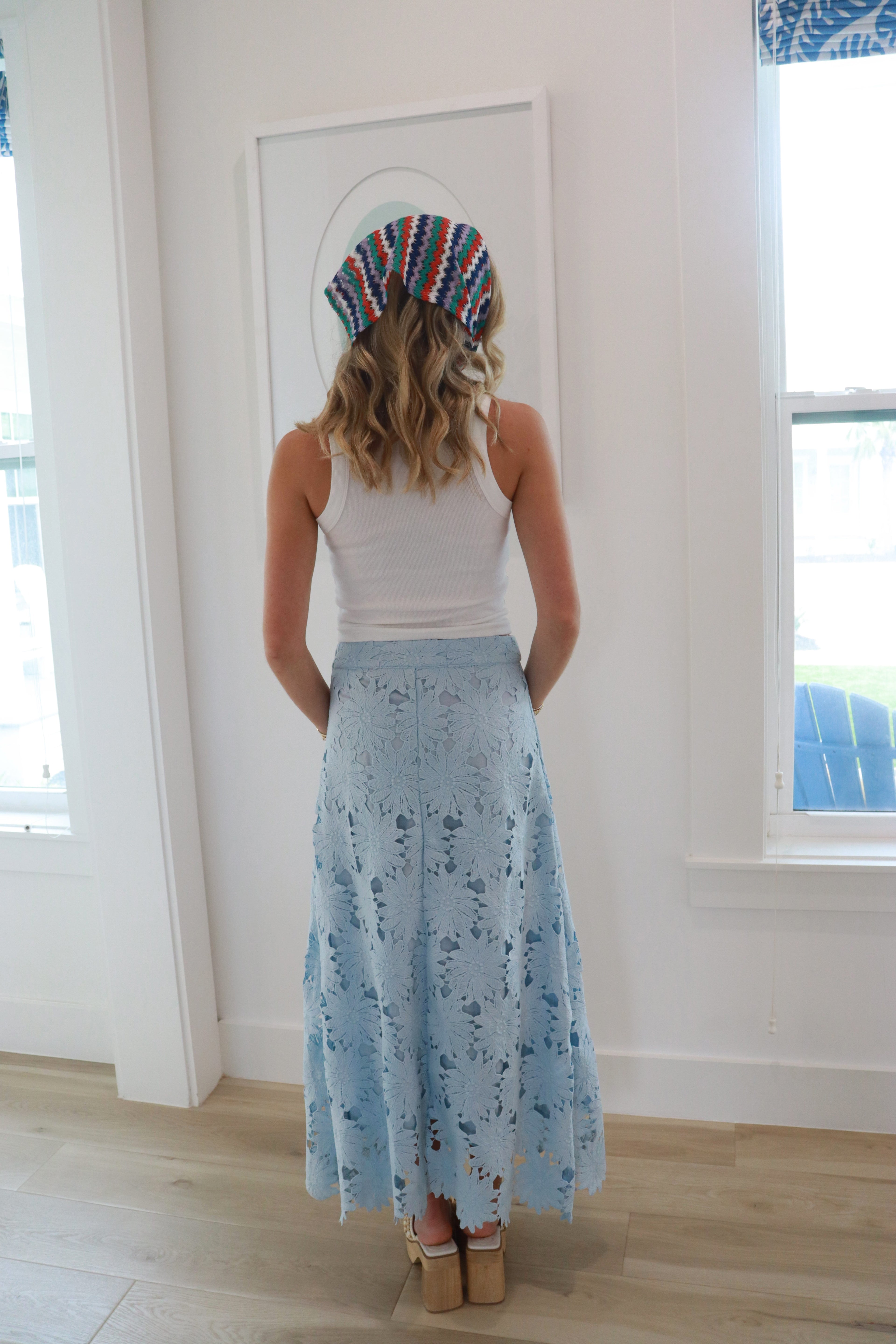Juniper Blue Floral Detailed Skirt