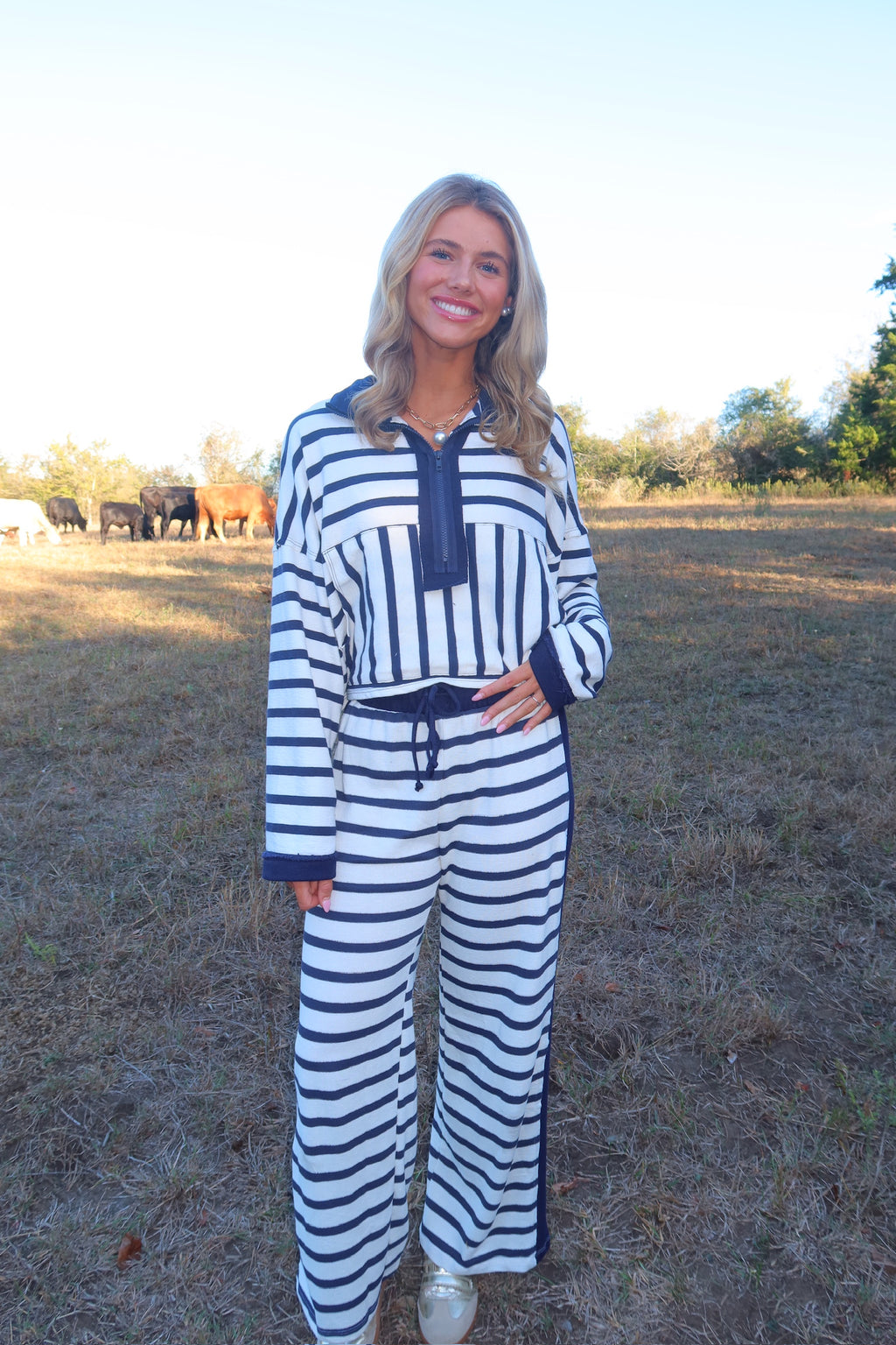 Charlie Navy Striped Sweatshirt