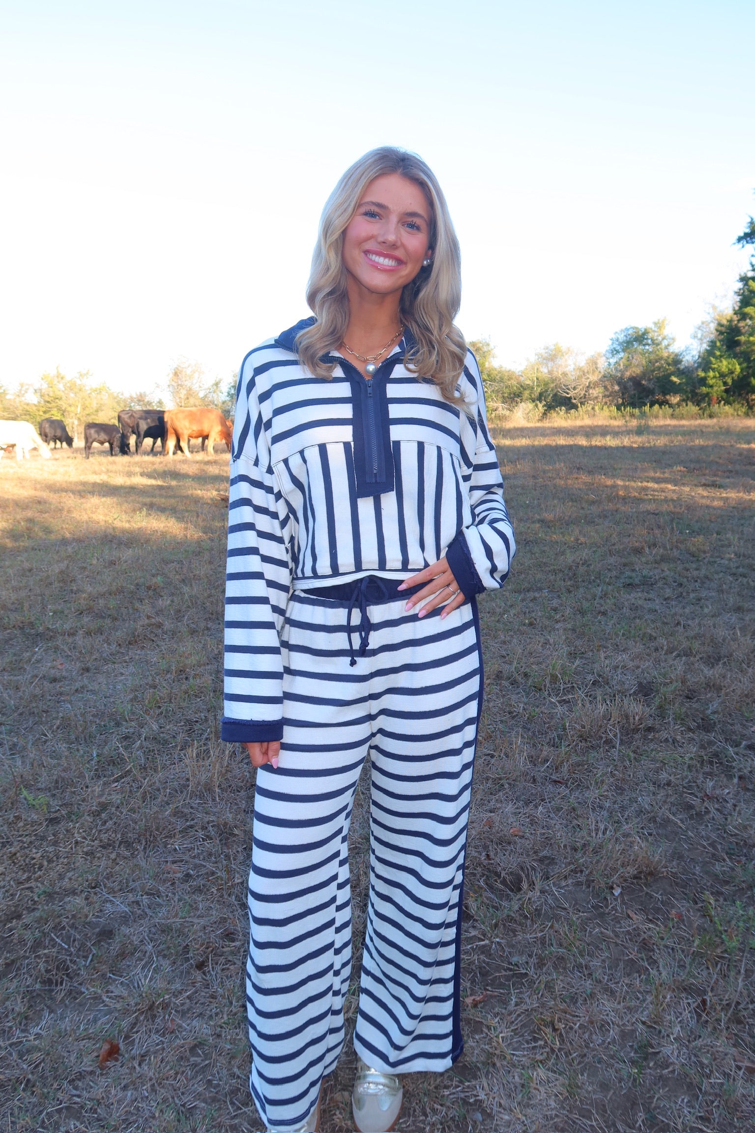 Charlie Navy Striped Sweatshirt