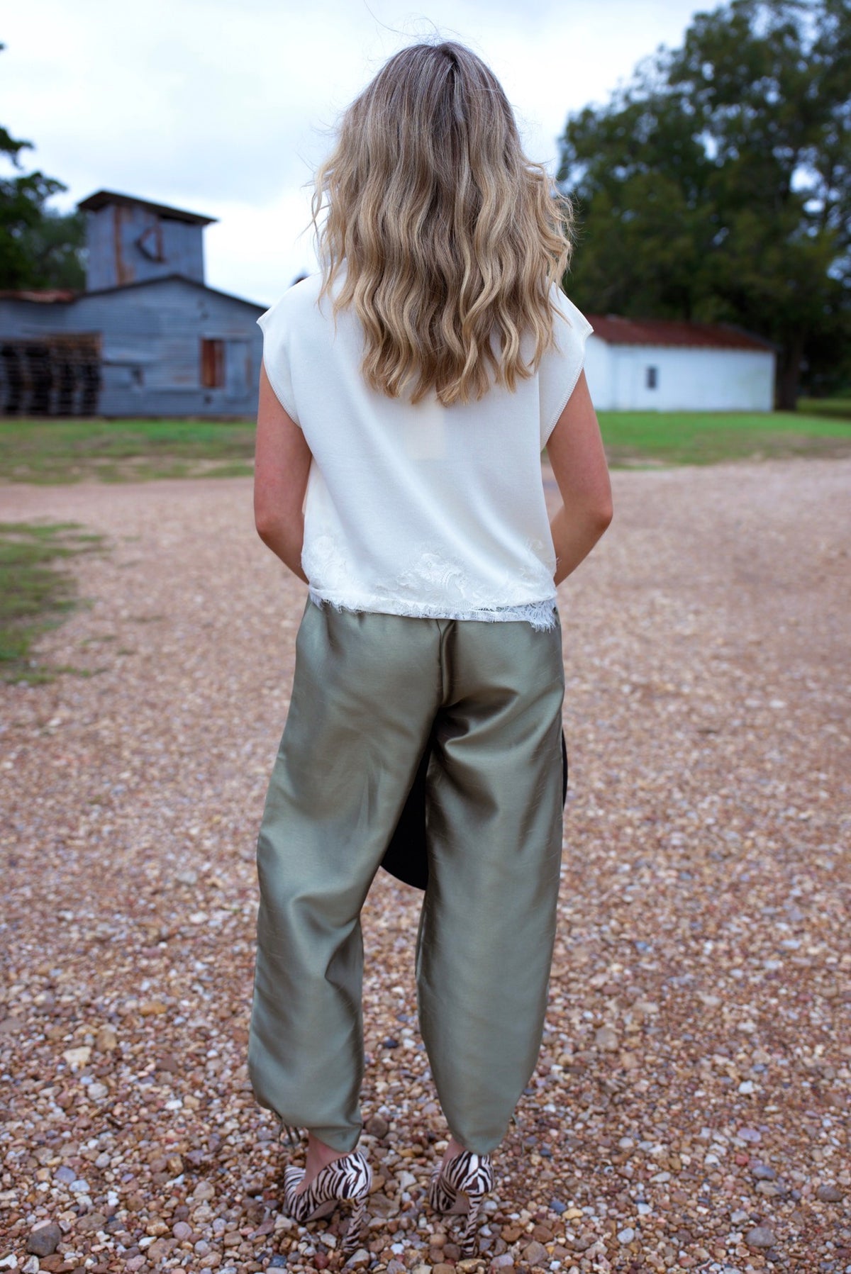 Taffeta Drawstring Pants