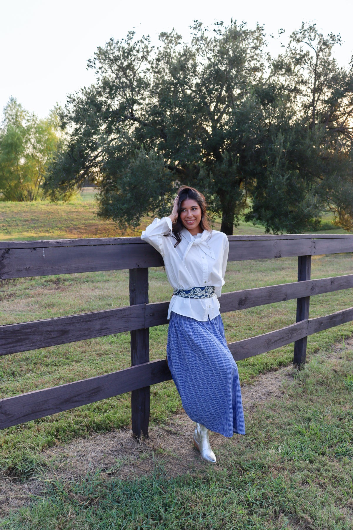 Gwen Blue Smocked Maxi Skirt