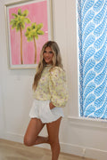 Posy Embroidered White Bubble Mini Shorts