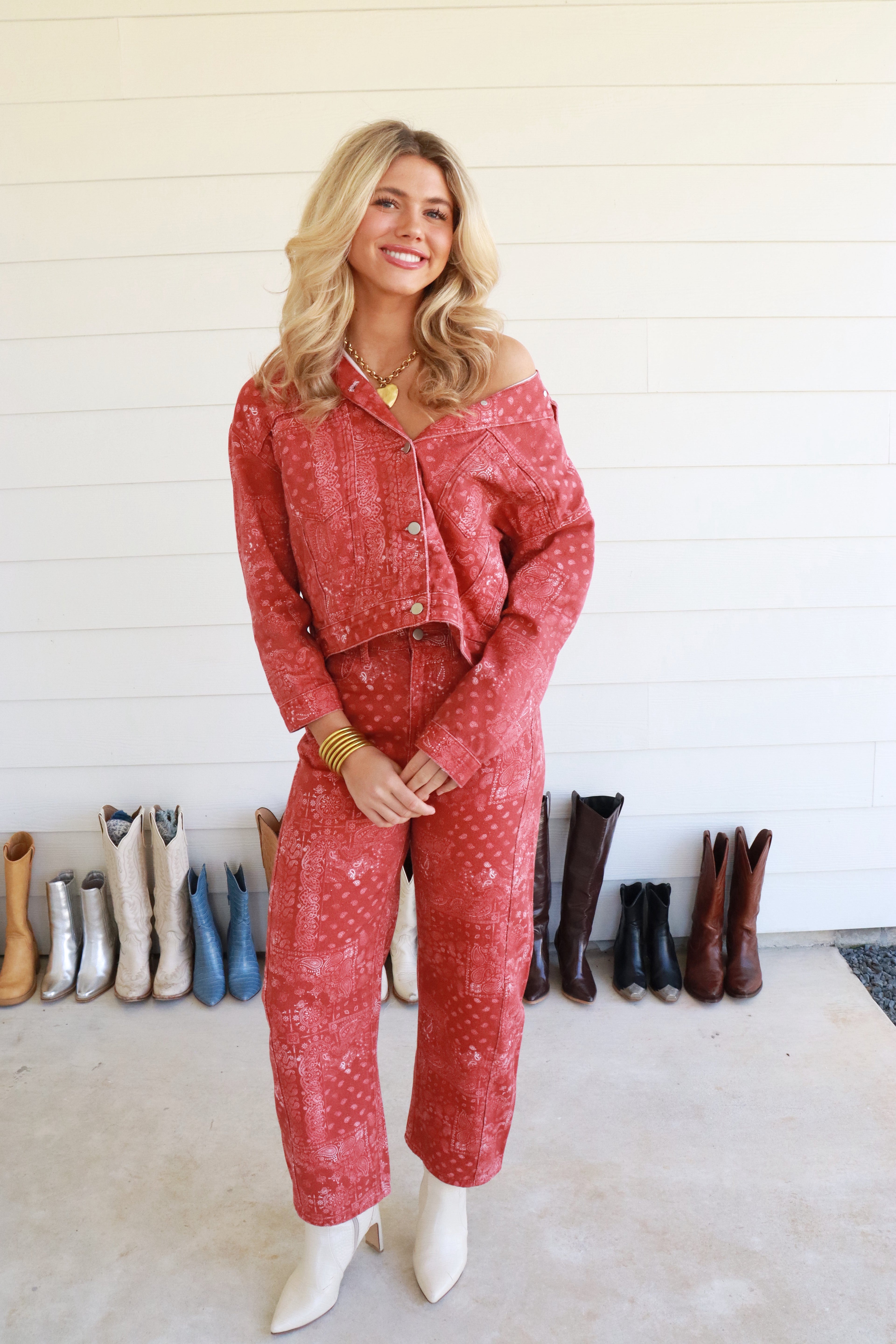 Red Bandana Denim Jacket