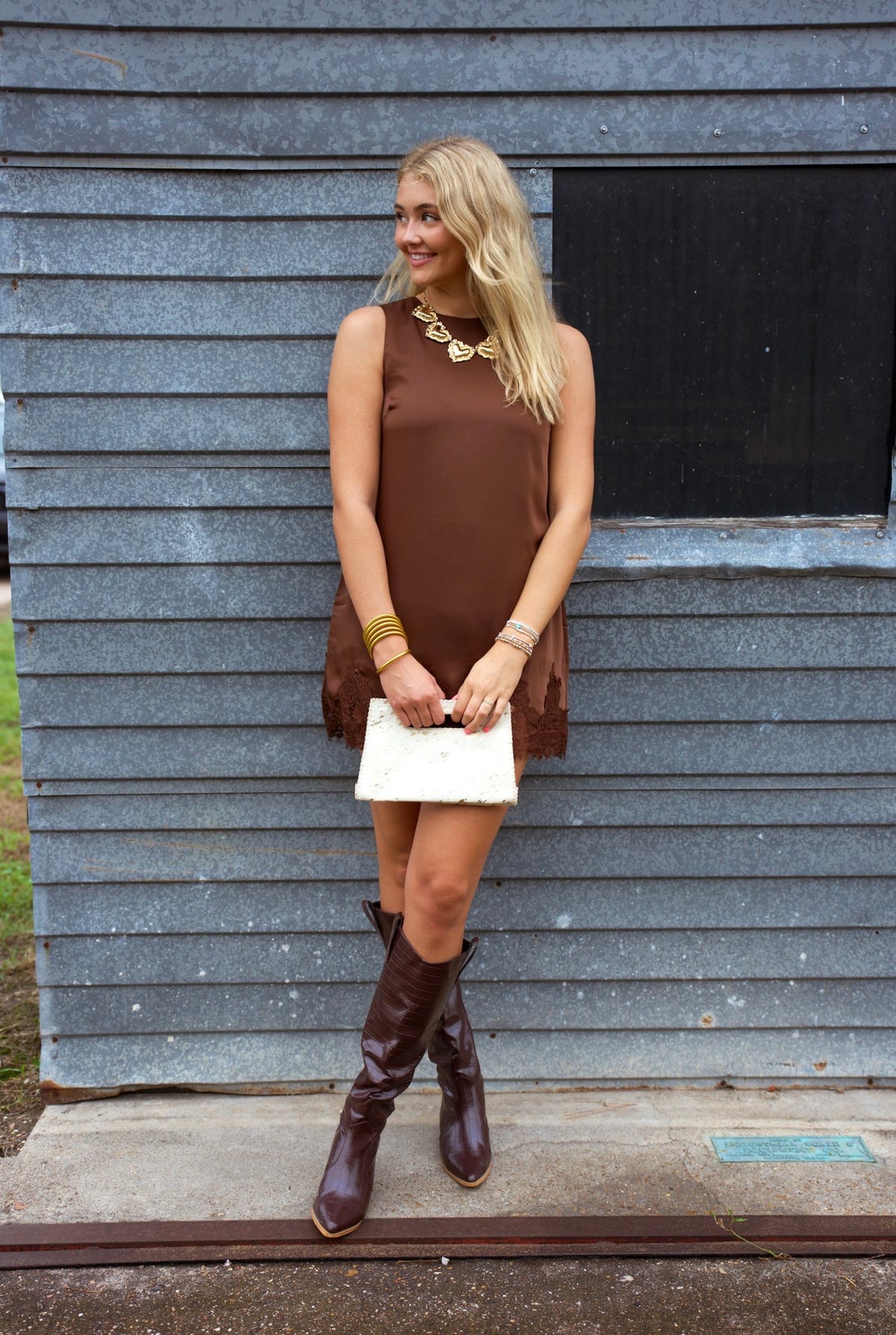 Dolly Brown Satin Dress