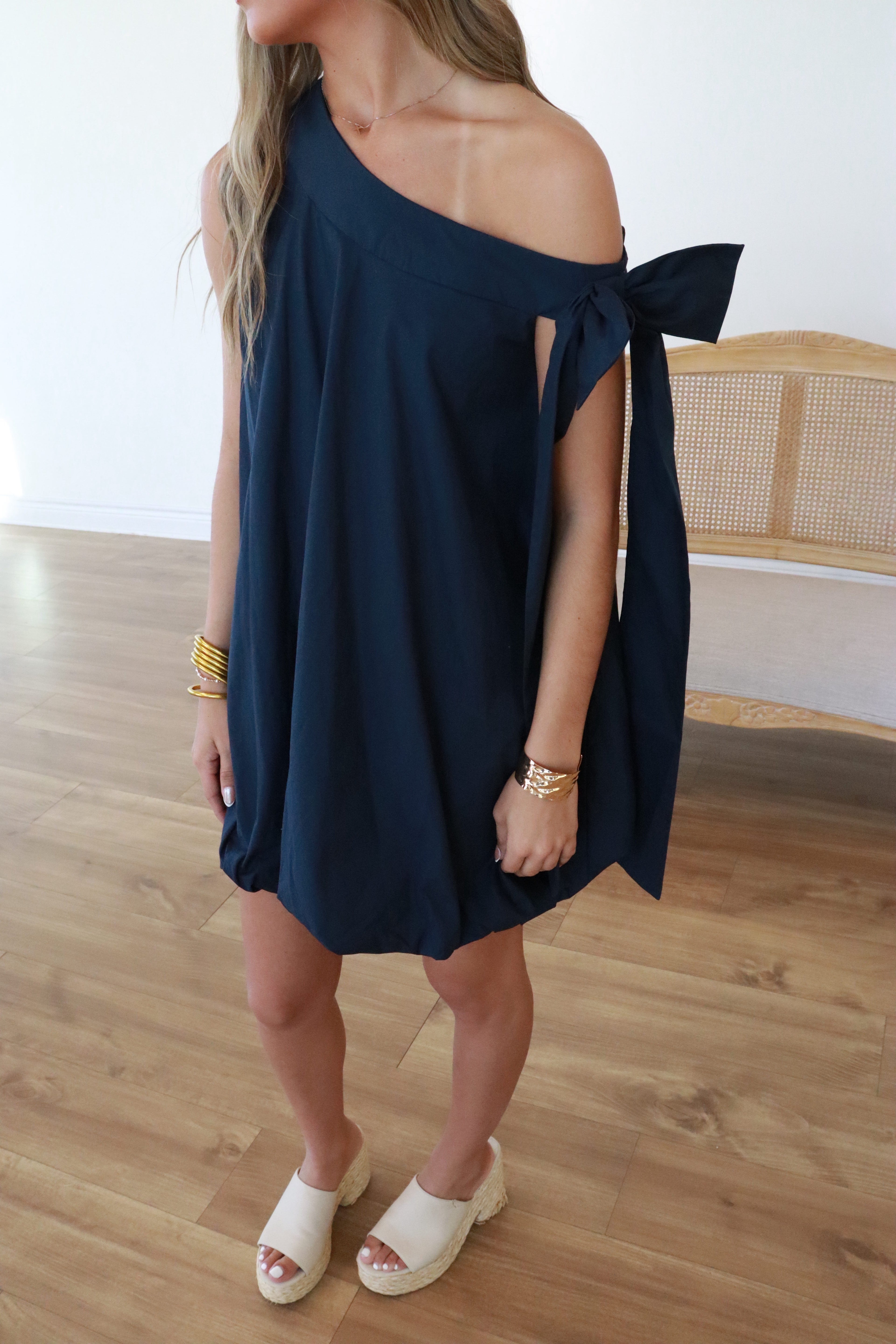 Warren Navy Bubble Dress – Dally Lou