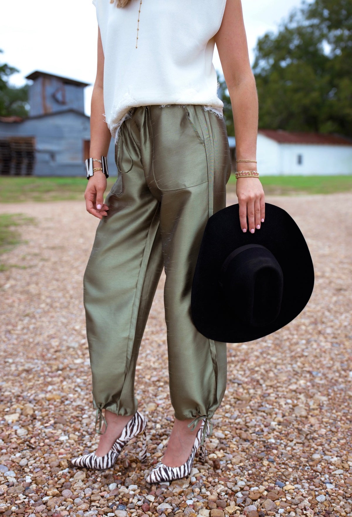 Taffeta Drawstring Pants