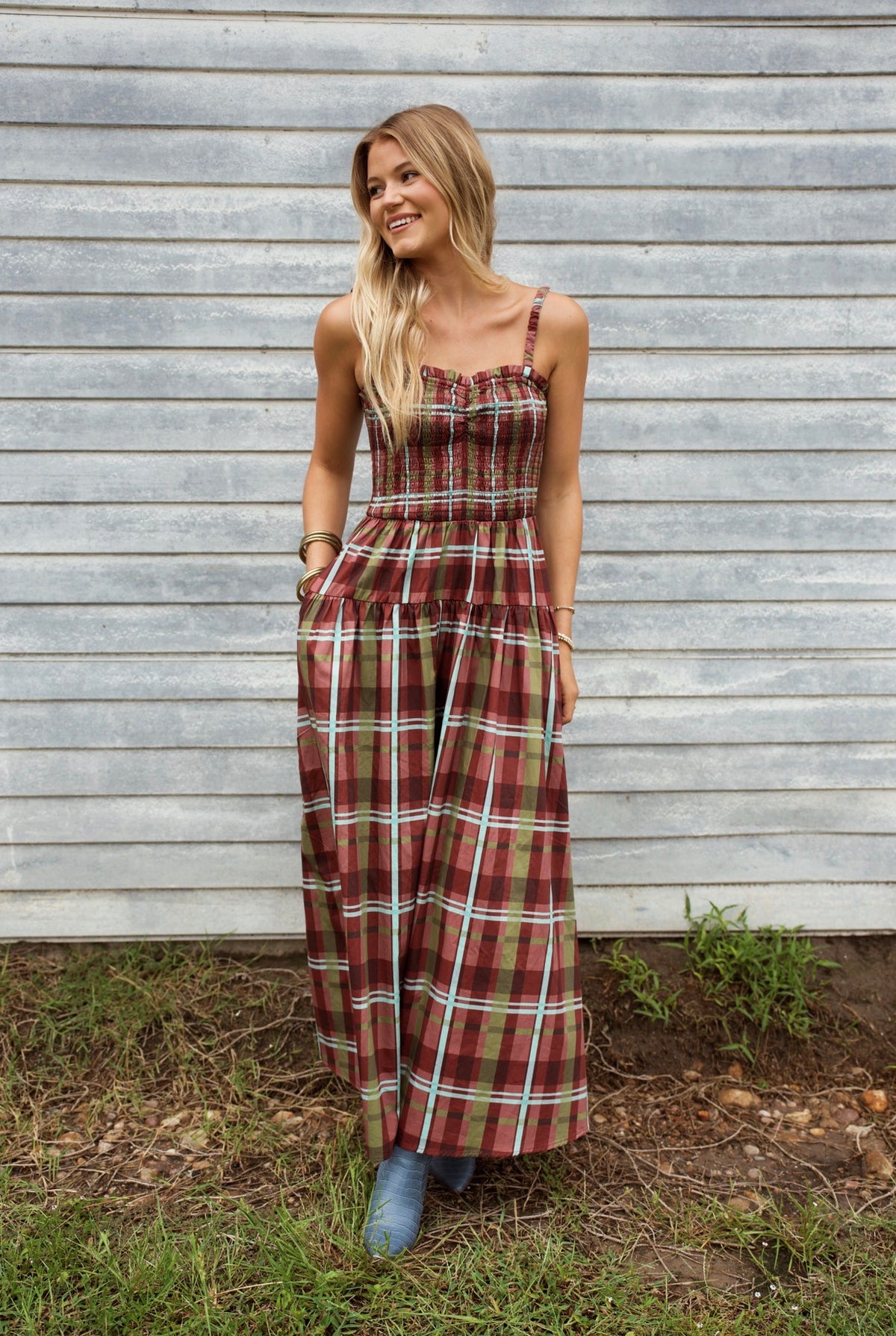 Nora Plaid Maxi Dress