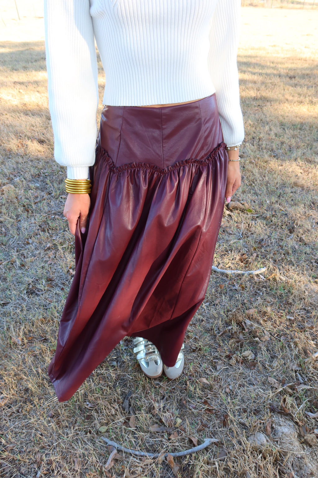 Miley Maroon Pleather Skirt