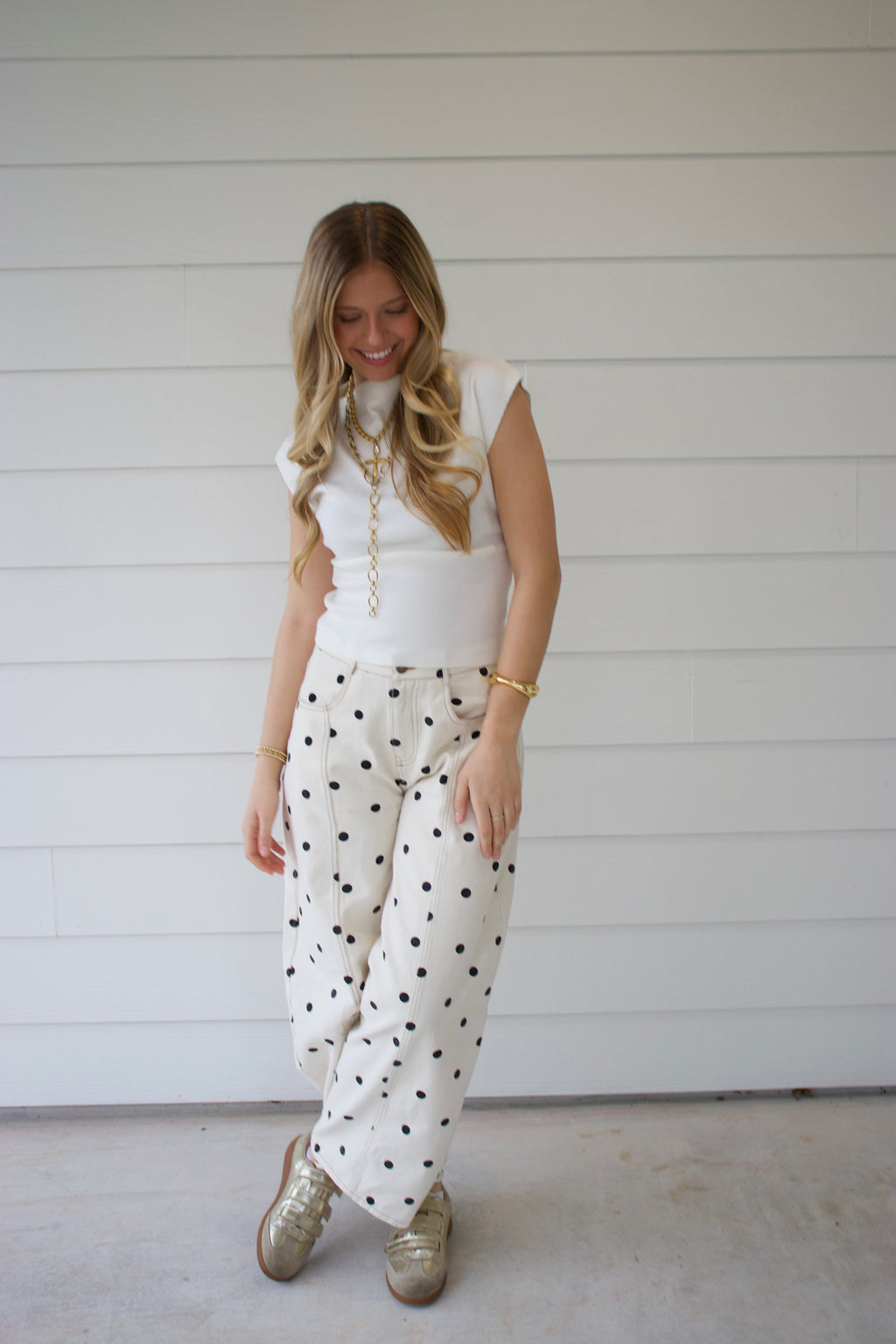 Black Polka Dot Barrel Jeans