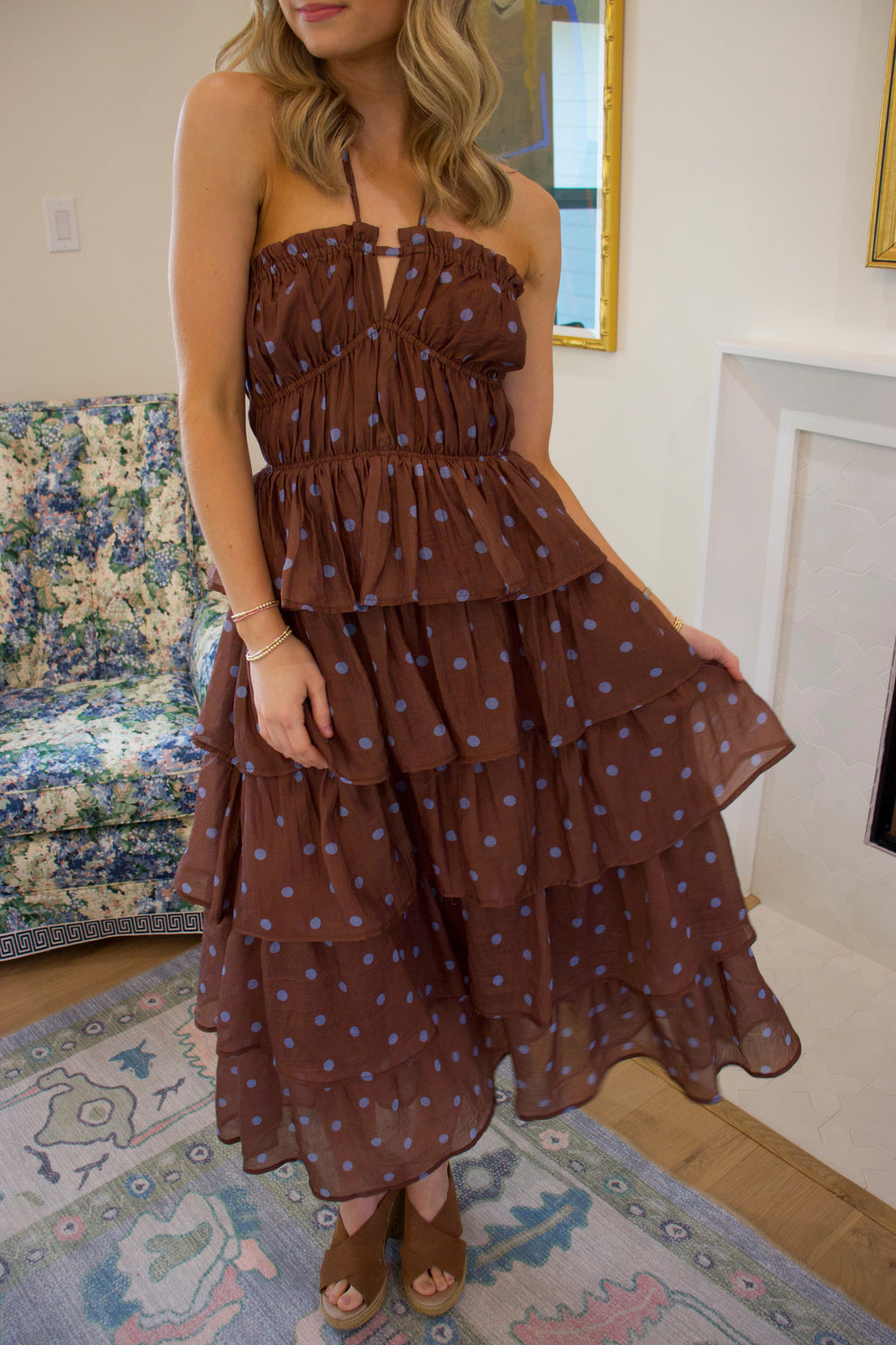 Heidi Brown Polka Dot Dress