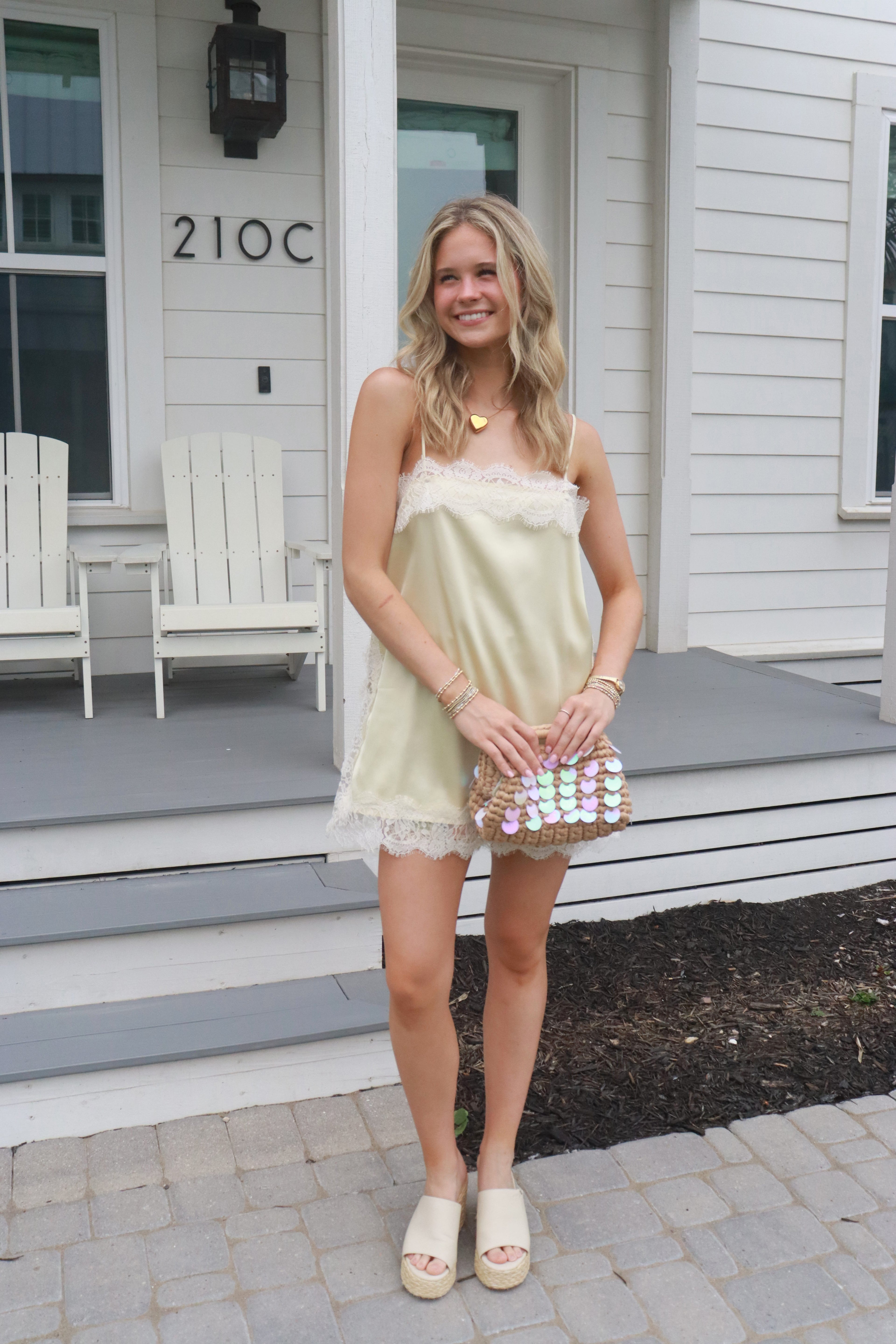 Satin Lace Yellow Top