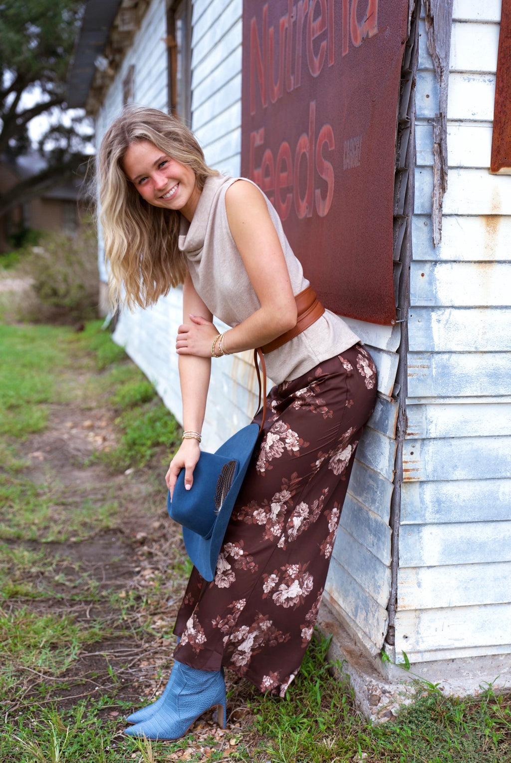 Arabella Brown Floral Maxi Skirt