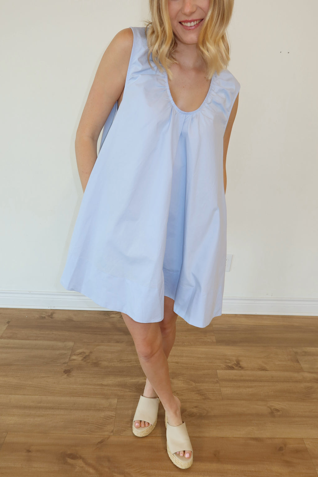 Sammi Blue Swoop Neck Mini Dress