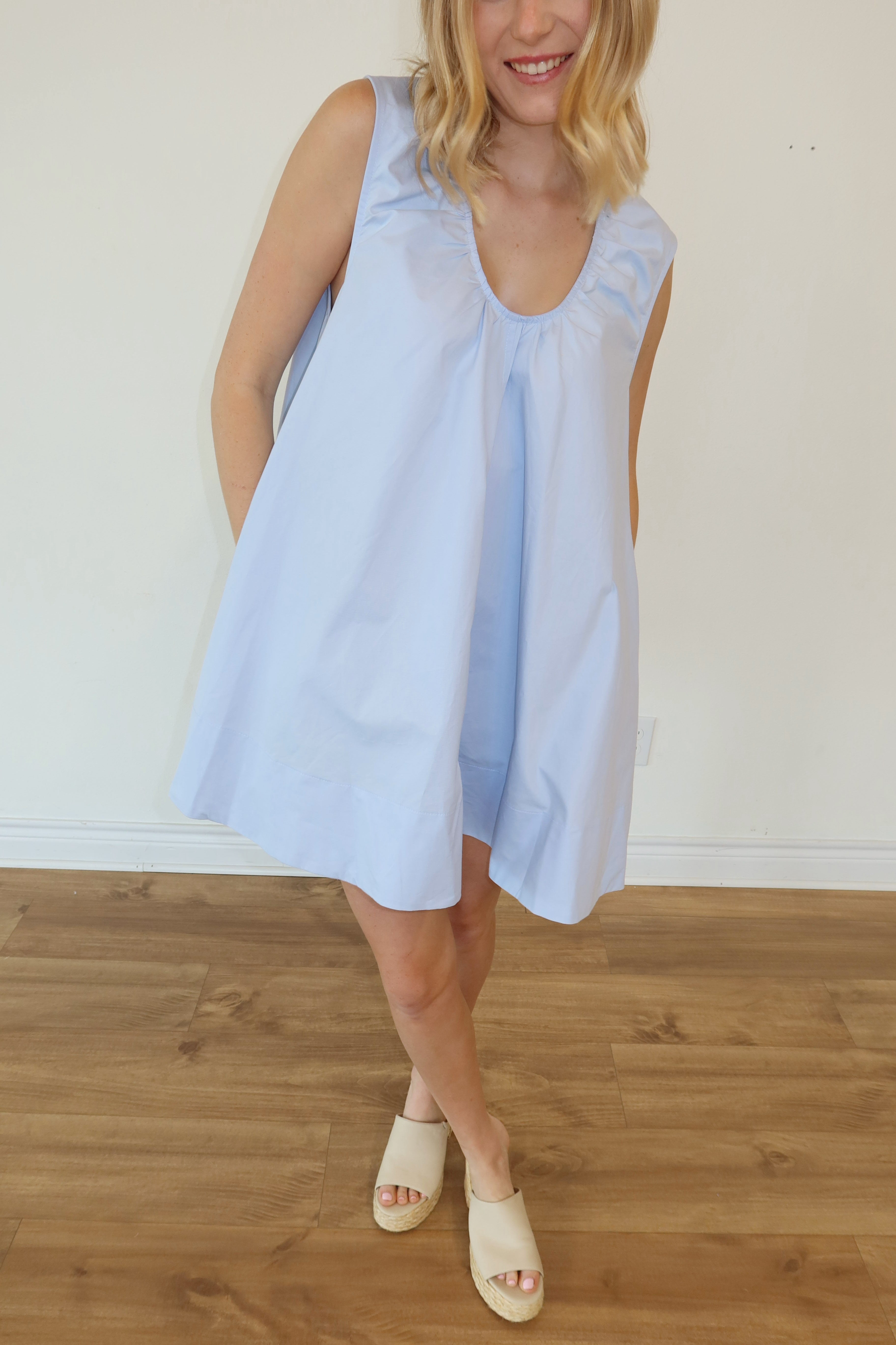 Sammi Blue Swoop Neck Mini Dress