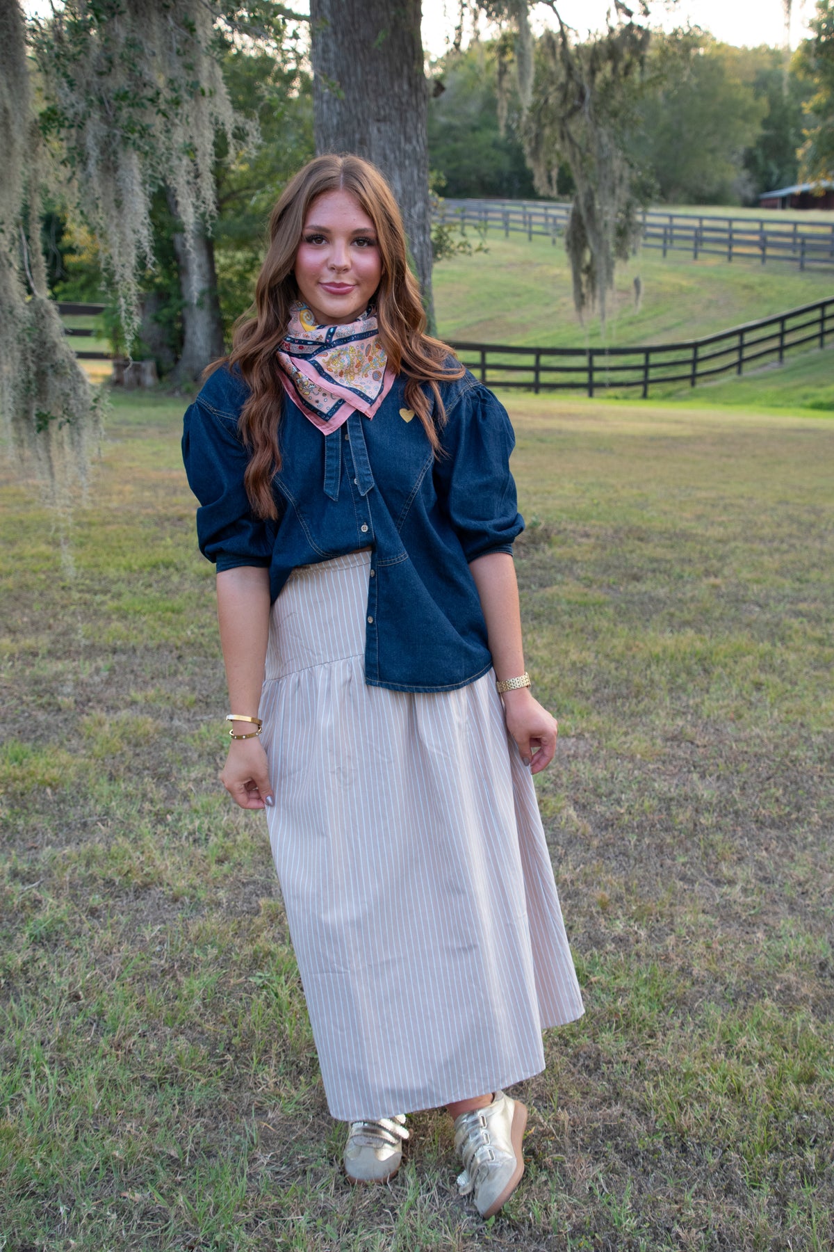 Ryder Cream Striped Maxi Skirt