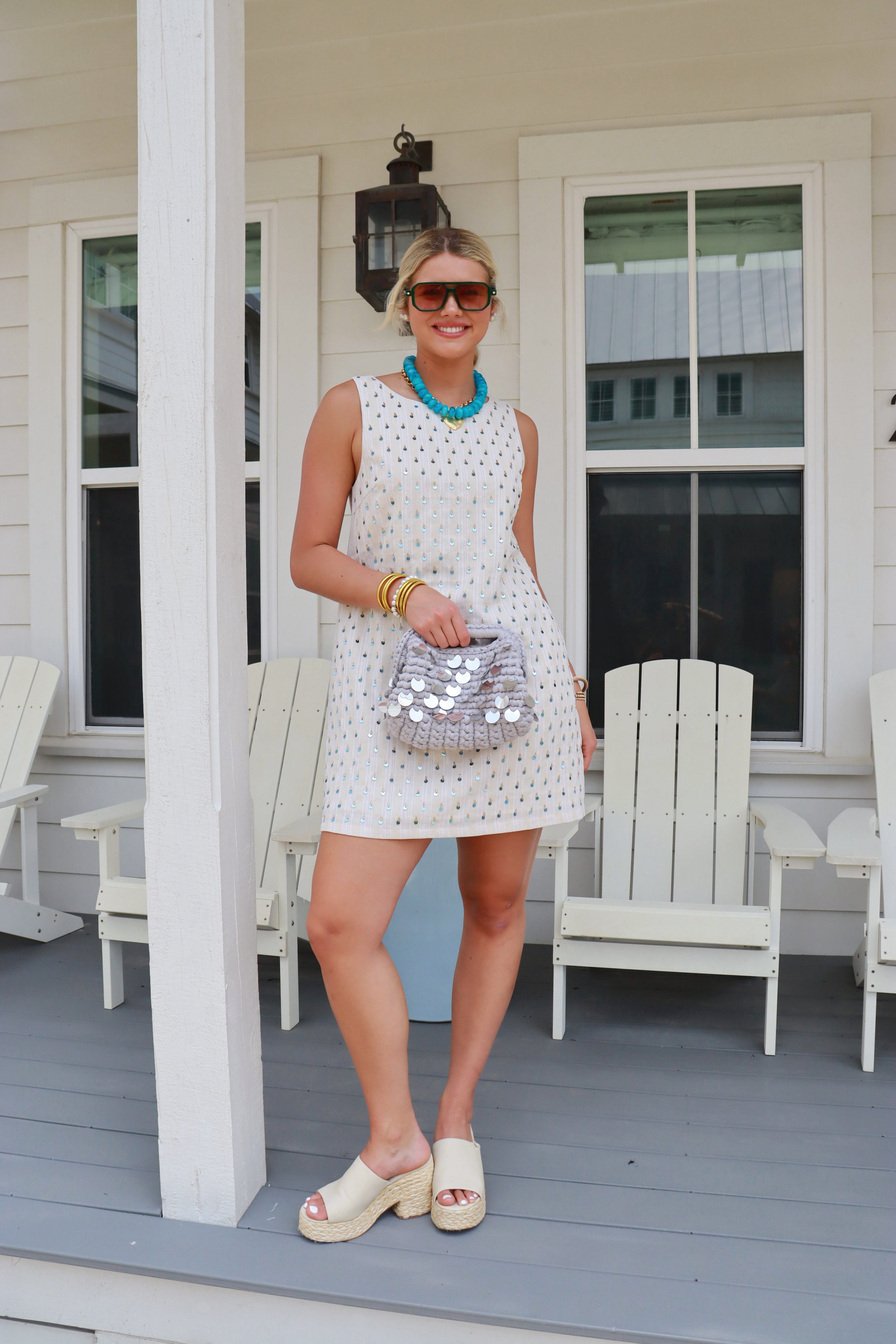 Sequin Cream Mini Dress