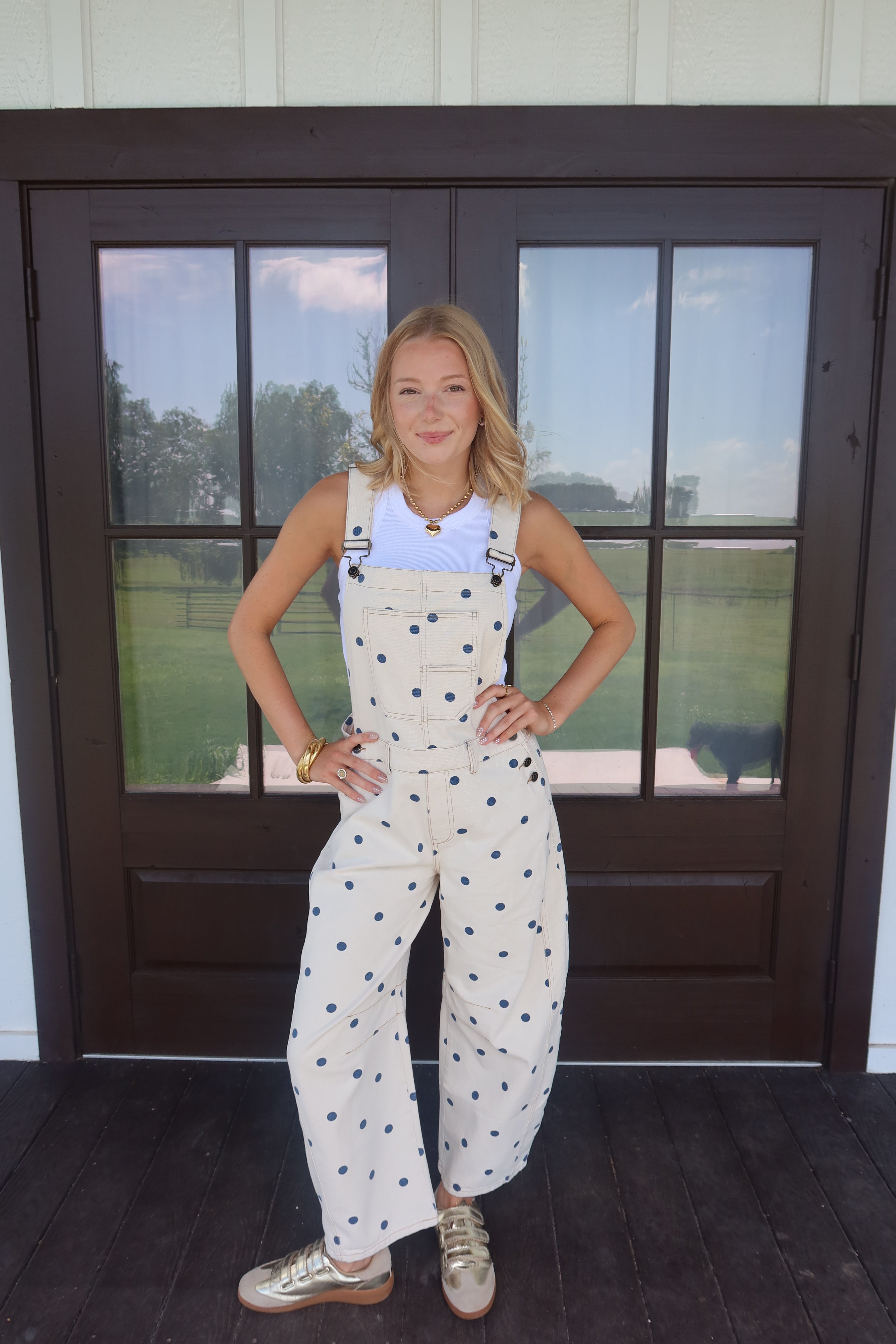 Lennon Polka Dot Barrel Jean Overalls
