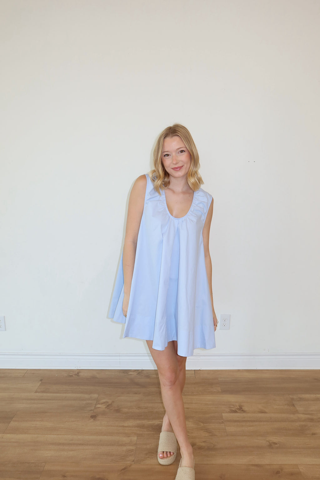 Sammi Blue Swoop Neck Mini Dress
