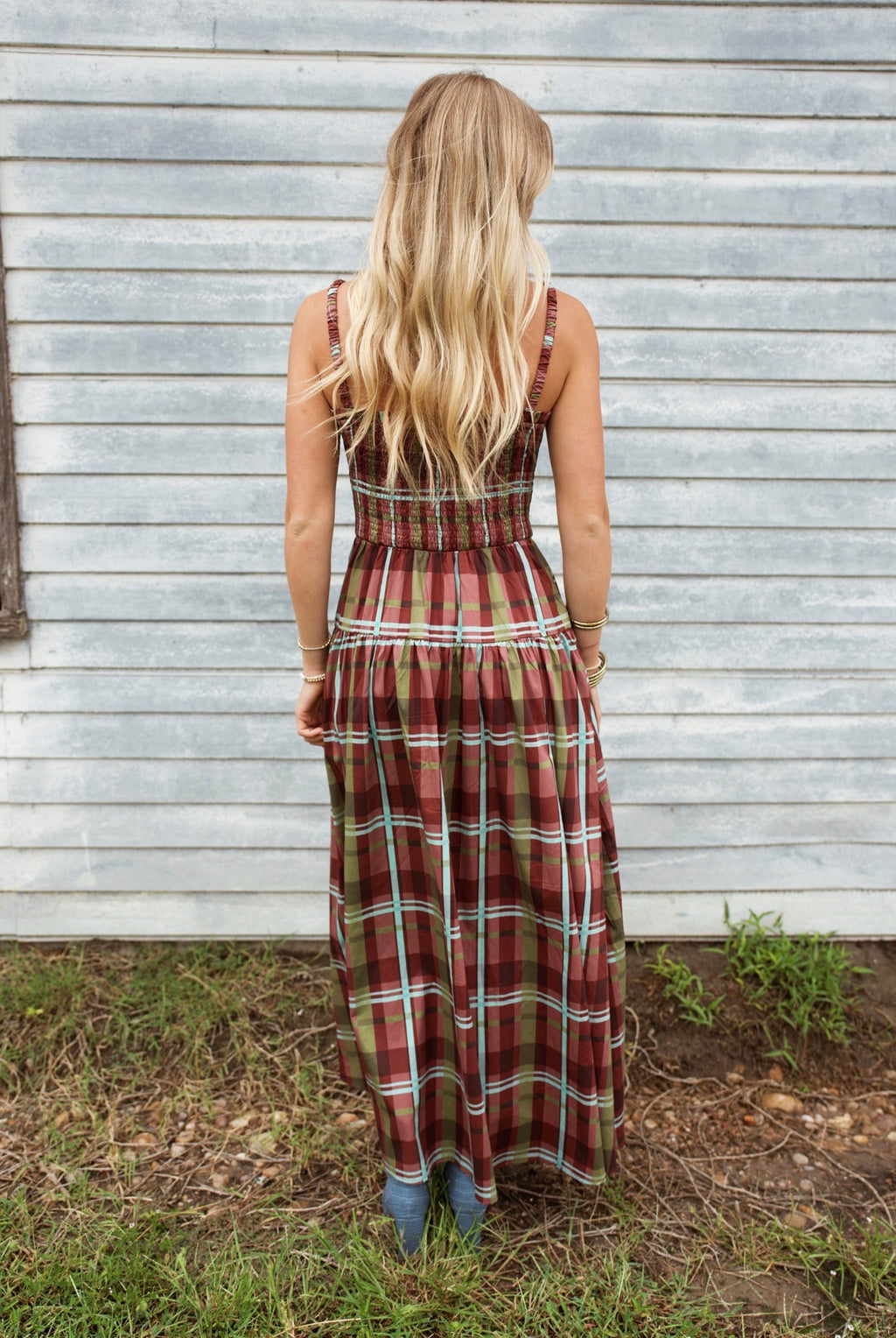 Nora Plaid Maxi Dress