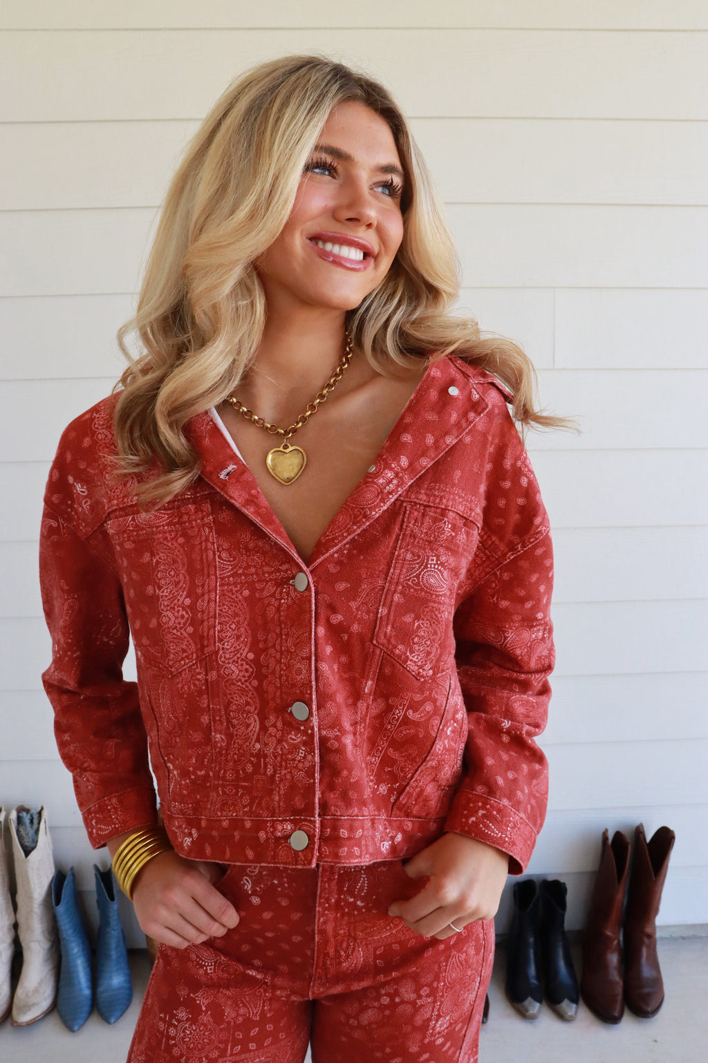 Red Bandana Denim Jacket