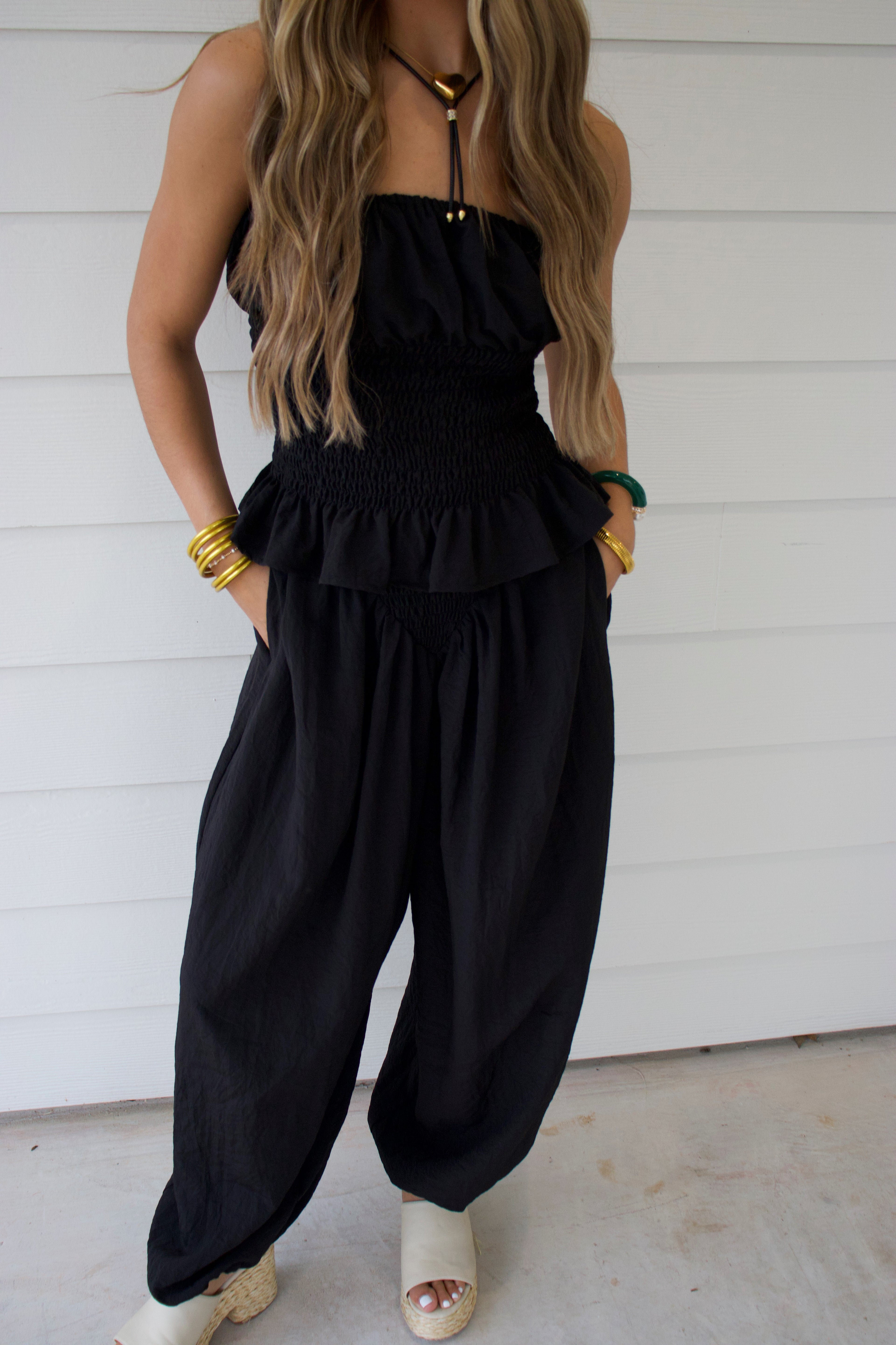 Elsie Black Pants Set