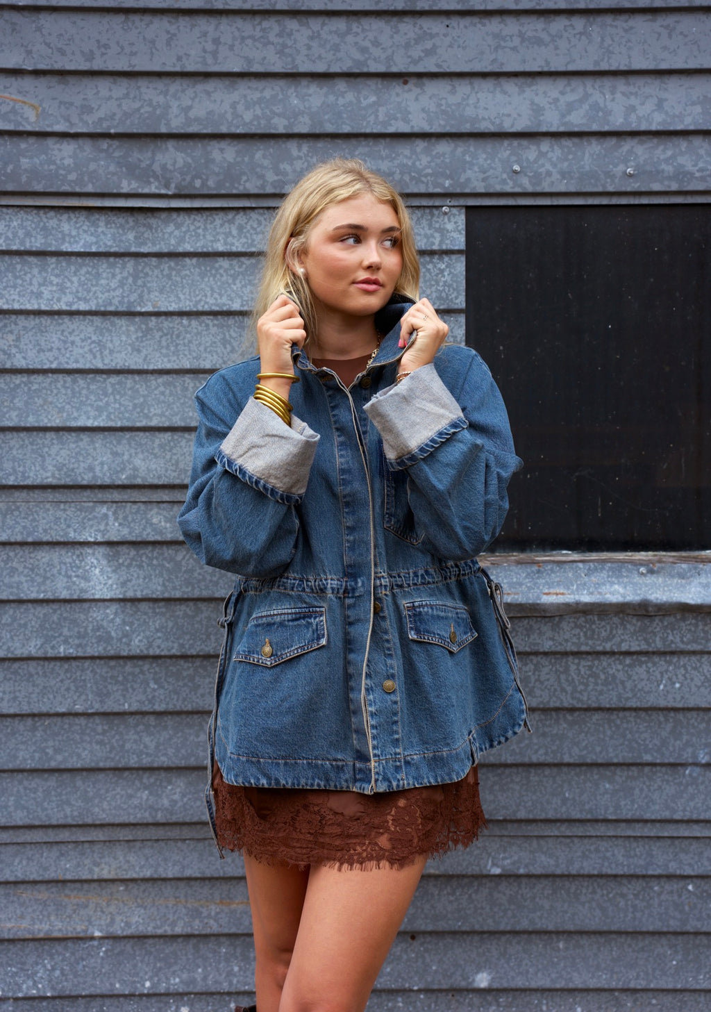 Denim Drawstring Jacket