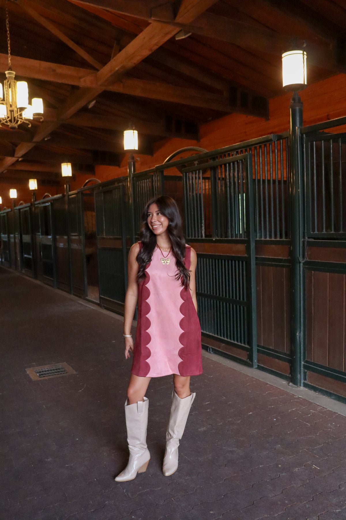 Kira Pink Suede Mini Dress