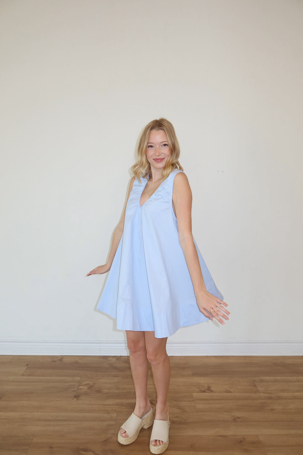 Sammi Blue Swoop Neck Mini Dress