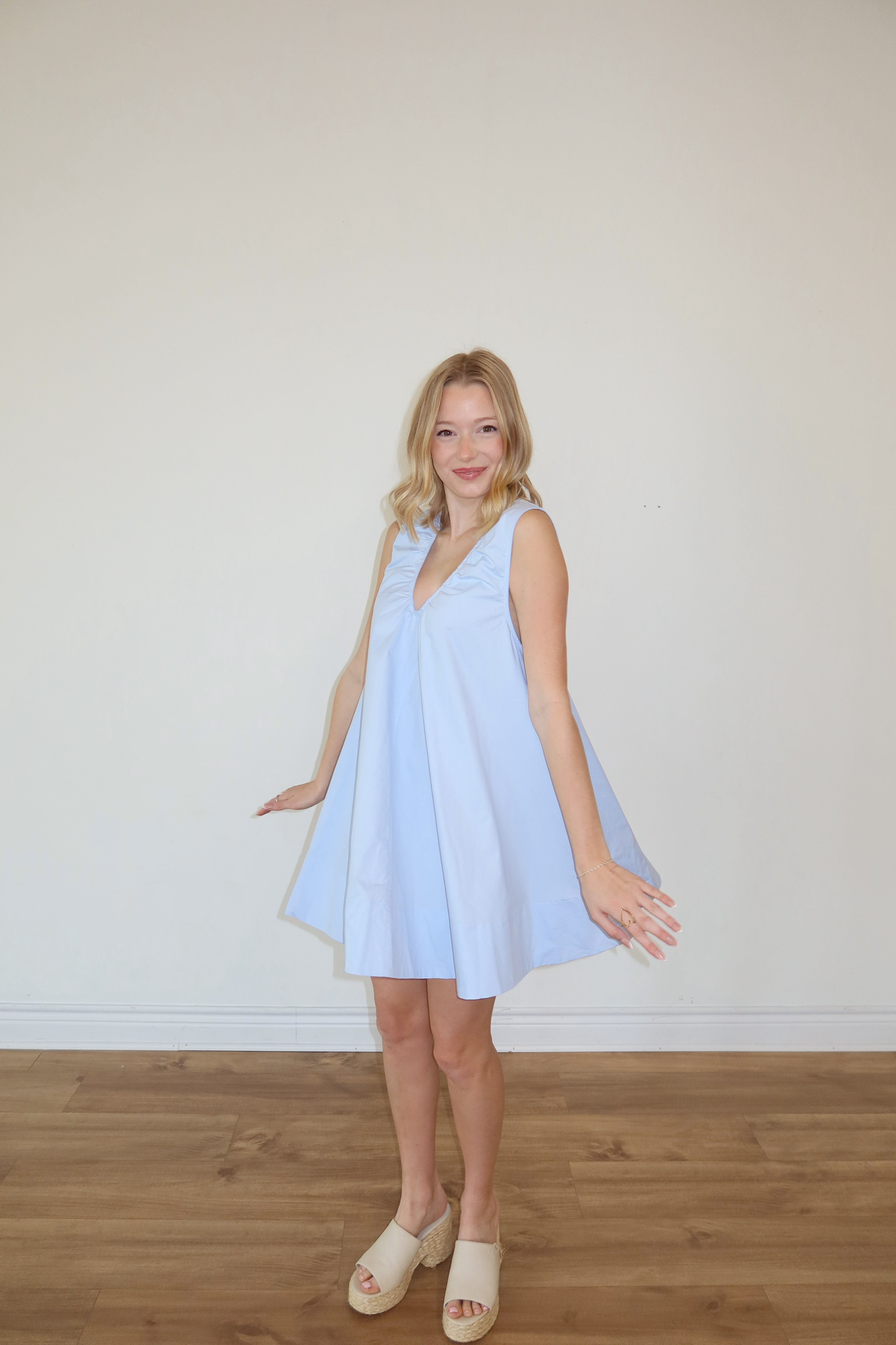 Sammi Blue Swoop Neck Mini Dress