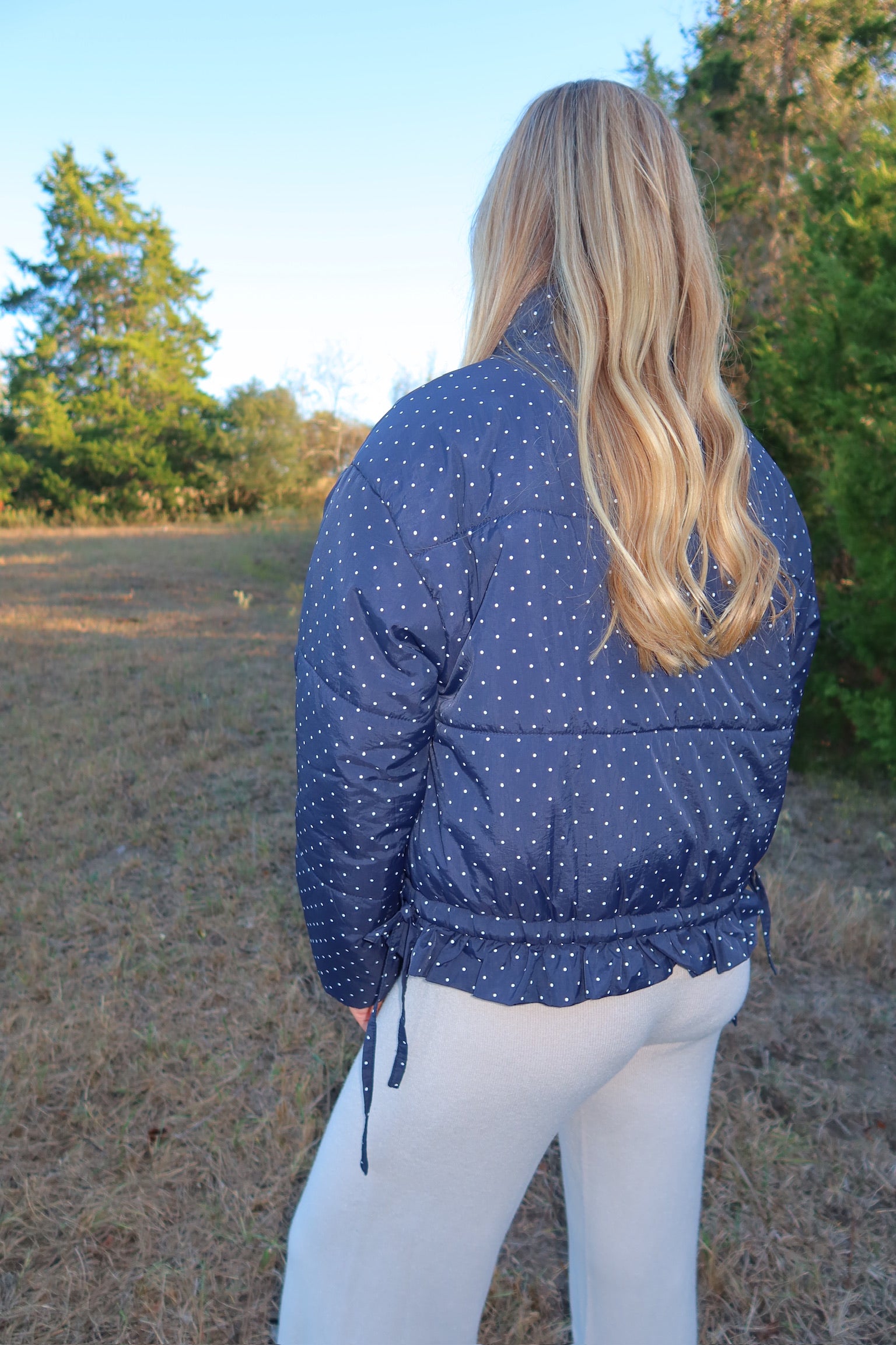 Birdie Blue Polka Dot Puffer Jacket